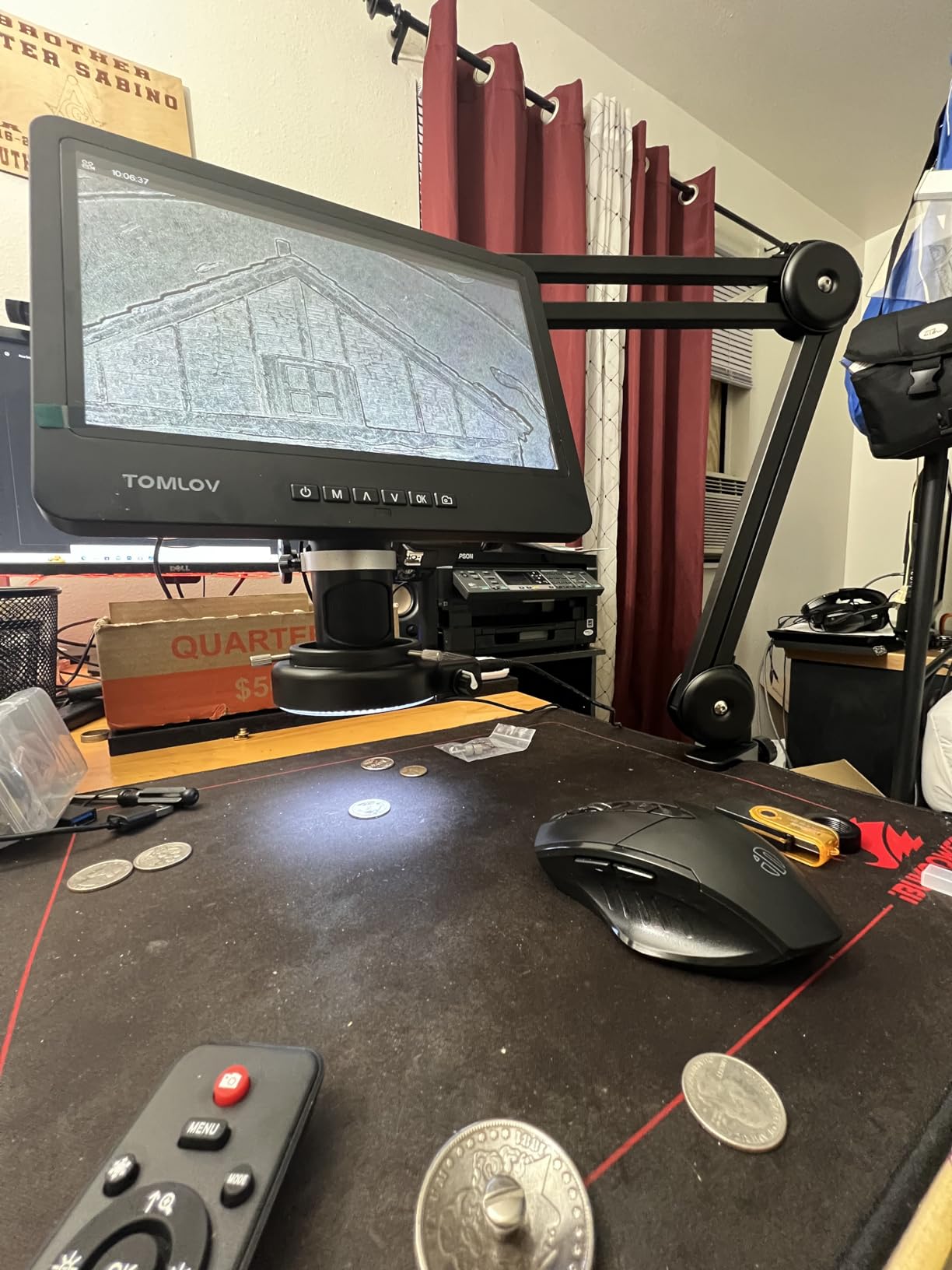 TOMLOV DM602 Flex Digital Soldering Microscope 2000x, Flexible Arm, 10.1 inch HDMI Microscope with 3 Lens, Coin Magnifier with Ring Light, Adults LCD Video Magnifying Glass, Electronic Repair Mat, 64GB customer photo 2