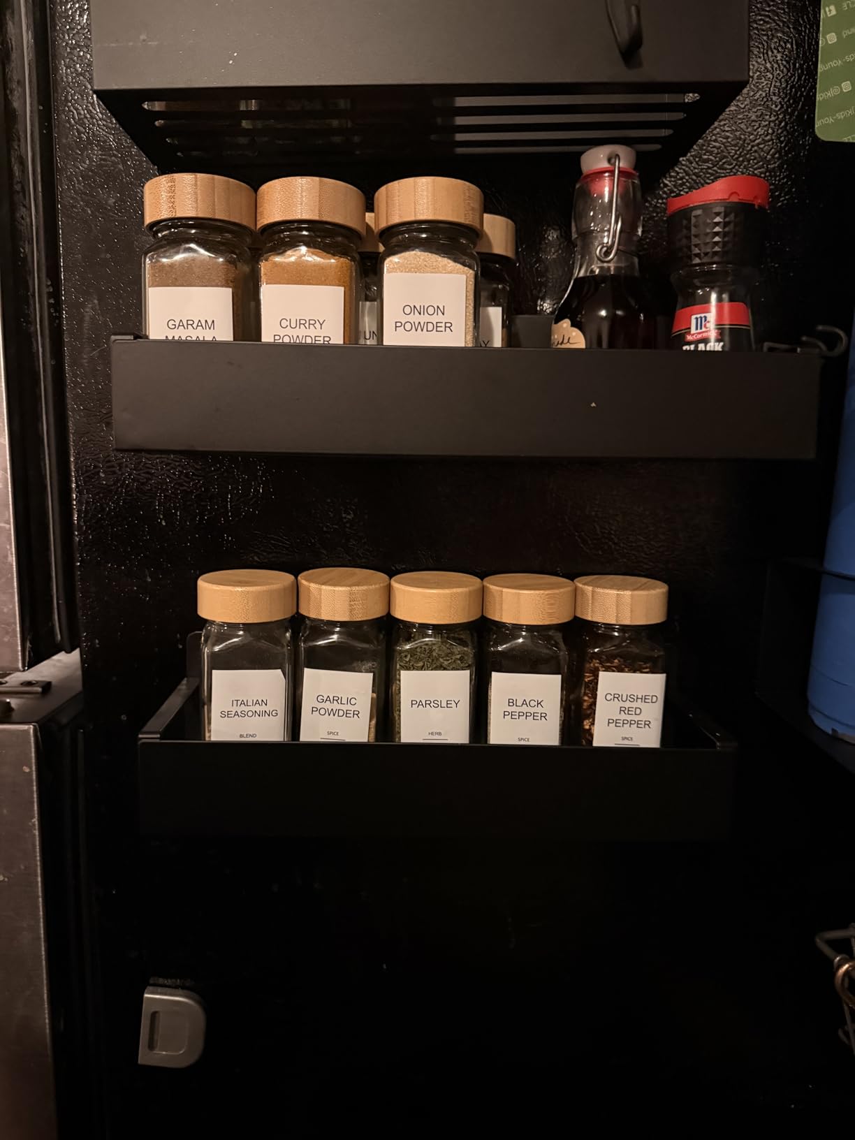 Metal 4 Pack Magnetic Spice Storage Rack Organizer for Refrigerator and Oven, Black Fridge Organizers customer photo 1