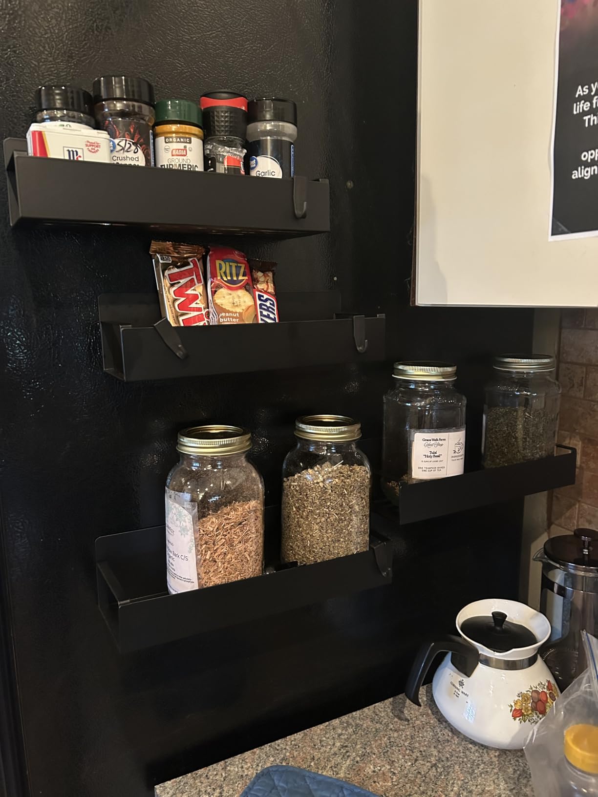 Metal 4 Pack Magnetic Spice Storage Rack Organizer for Refrigerator and Oven, Black Fridge Organizers customer photo 2