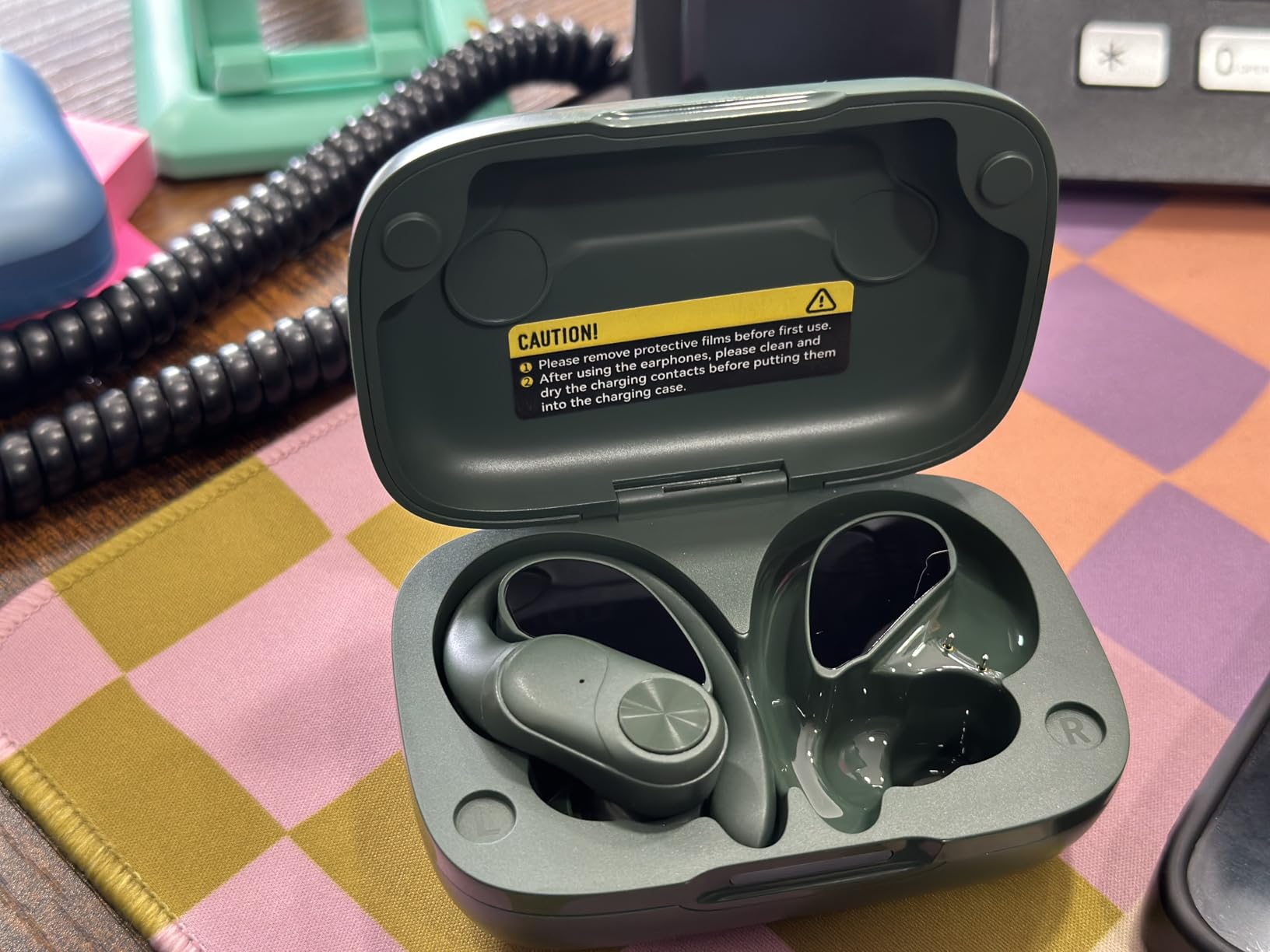 PocBuds Bluetooth Headphones Wireless Earbuds 80hrs Playtime Wireless Charging Case Digital Display Sports Ear Buds with Earhook Deep Bass IPX7 Waterproof Over-Ear Earphones for TV Phone Laptop Black customer photo 2