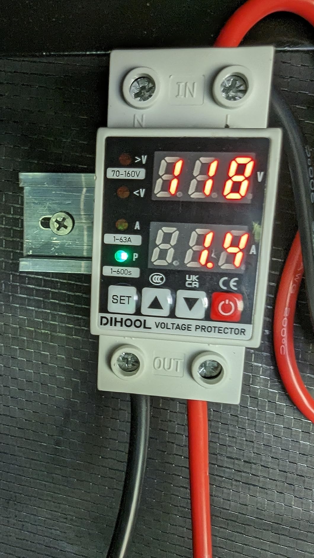 DIHOOL Adjustable Voltage Protector 110V 220V, Low/High Voltage Cutoff and Overcurrent Protection, 70-200V Undervoltage, 140-300V Overvoltage, 1-63A Smart Circuit Breaker customer photo 1
