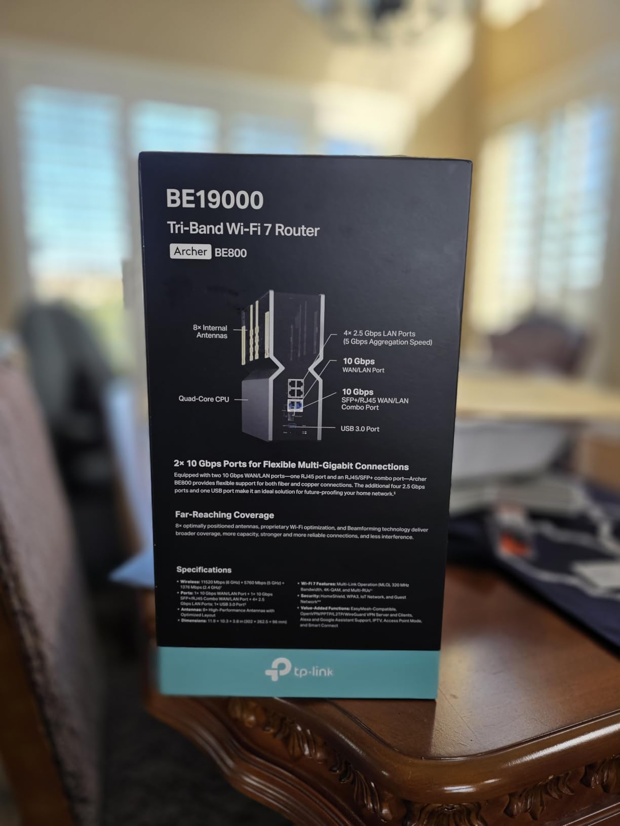 TP-Link Tri-Band BE19000 WiFi 7 Router (Archer BE800) | 12-Stream 19 Gbps | 2x10G + 4x2.5G Ports | LED Screen, 8 High-Performance Antennas | VPN, Easy Mesh, HomeShield customer photo 2