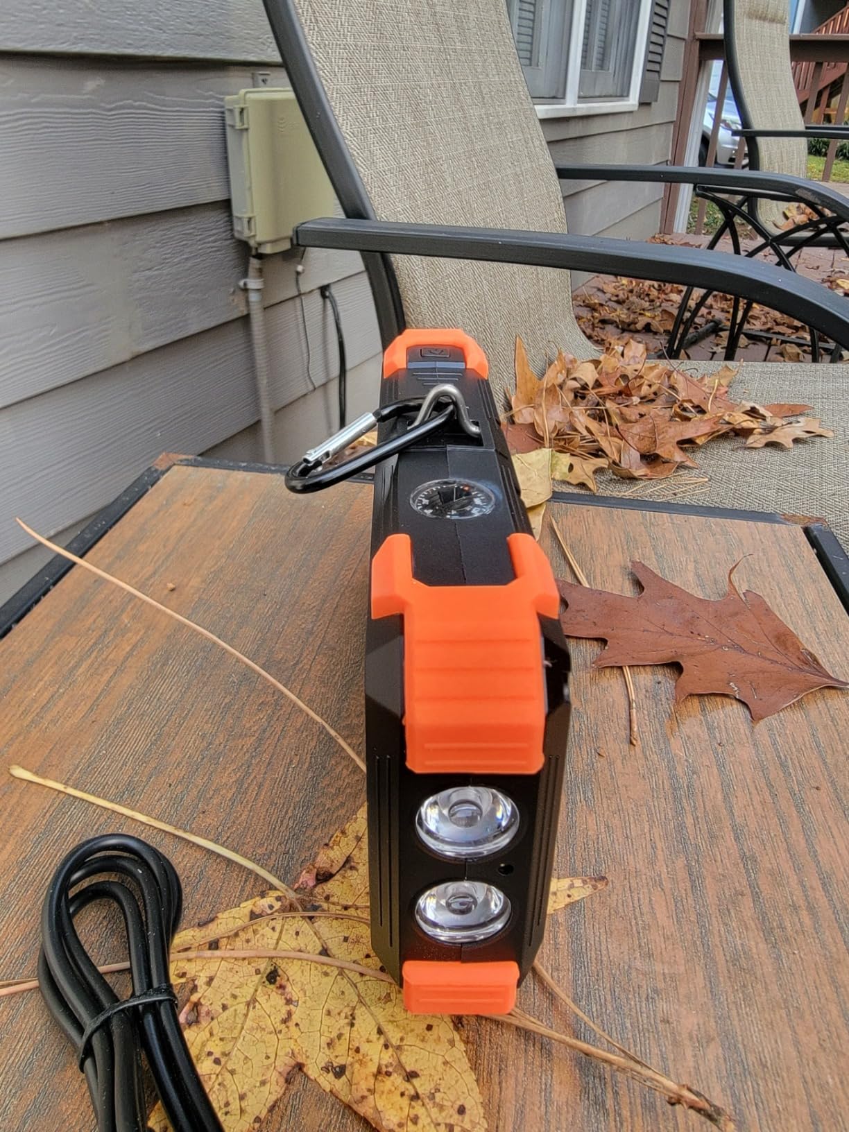 GOODaaa Portable Charger 42800mAh Built in 4 Cables and Thermometer 15W Fast Charging Power Bank Five Outputs Three Inputs Solar Charger Power Bank, SOS/Strobe/Strong Flashlights, Carabiner customer photo 2