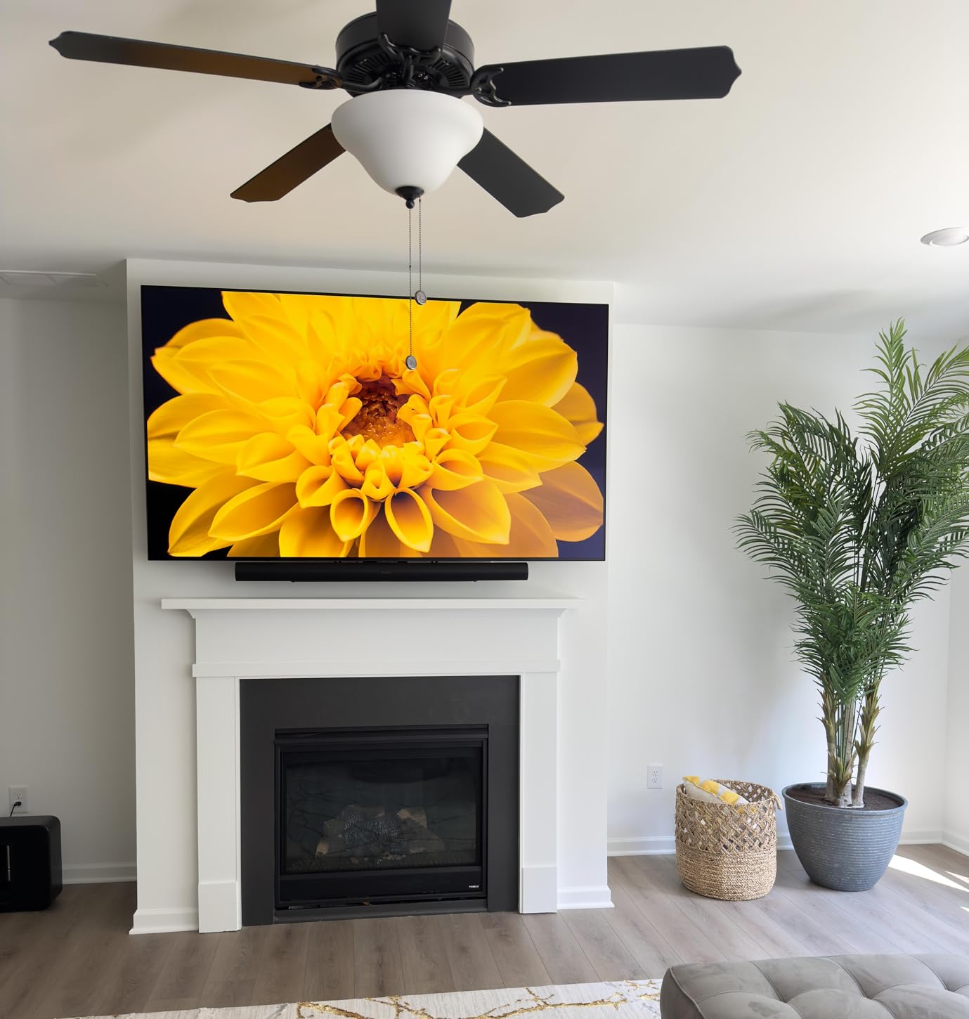 MantelMount MM815 Motorized Remote Control Pull Down TV Mount with Automated Swivel | Above Fireplace Mount for TVs 45