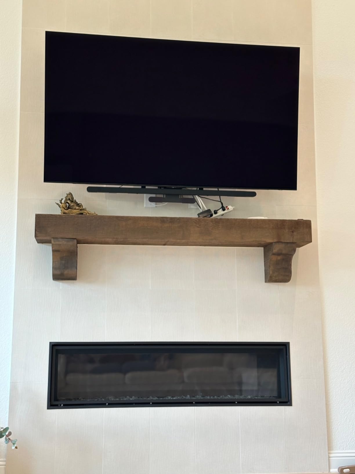 MantelMount MM815 Motorized Remote Control Pull Down TV Mount with Automated Swivel | Above Fireplace Mount for TVs 45