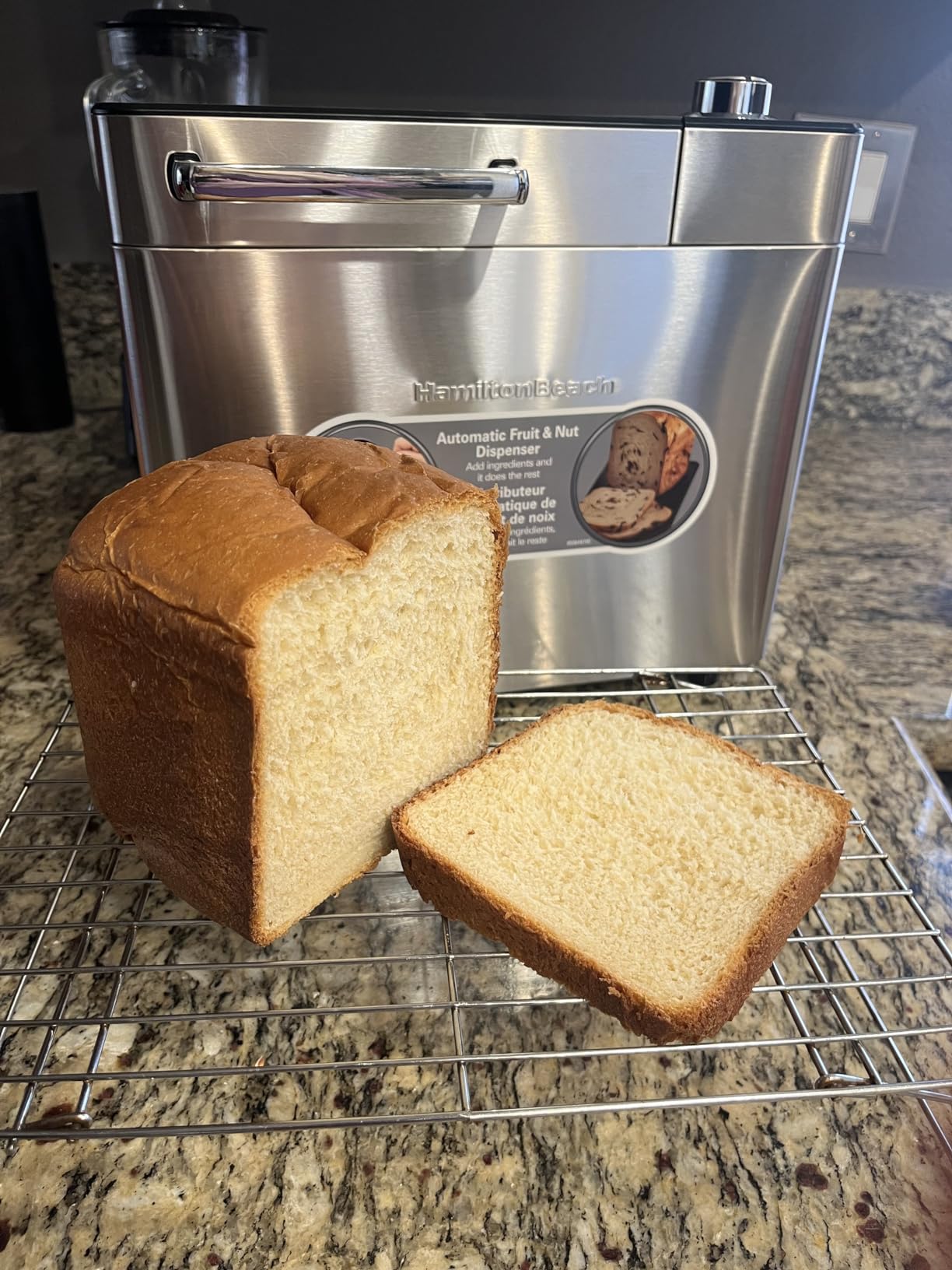 Hamilton Beach 29890 Premium Dough & Bread Maker Machine with Auto Fruit and Nut Dispenser, 2 lb. Loaf Capacity, 21 Programmable Settings Includes Gluten Free+Keto, Stainless Steel customer photo 2