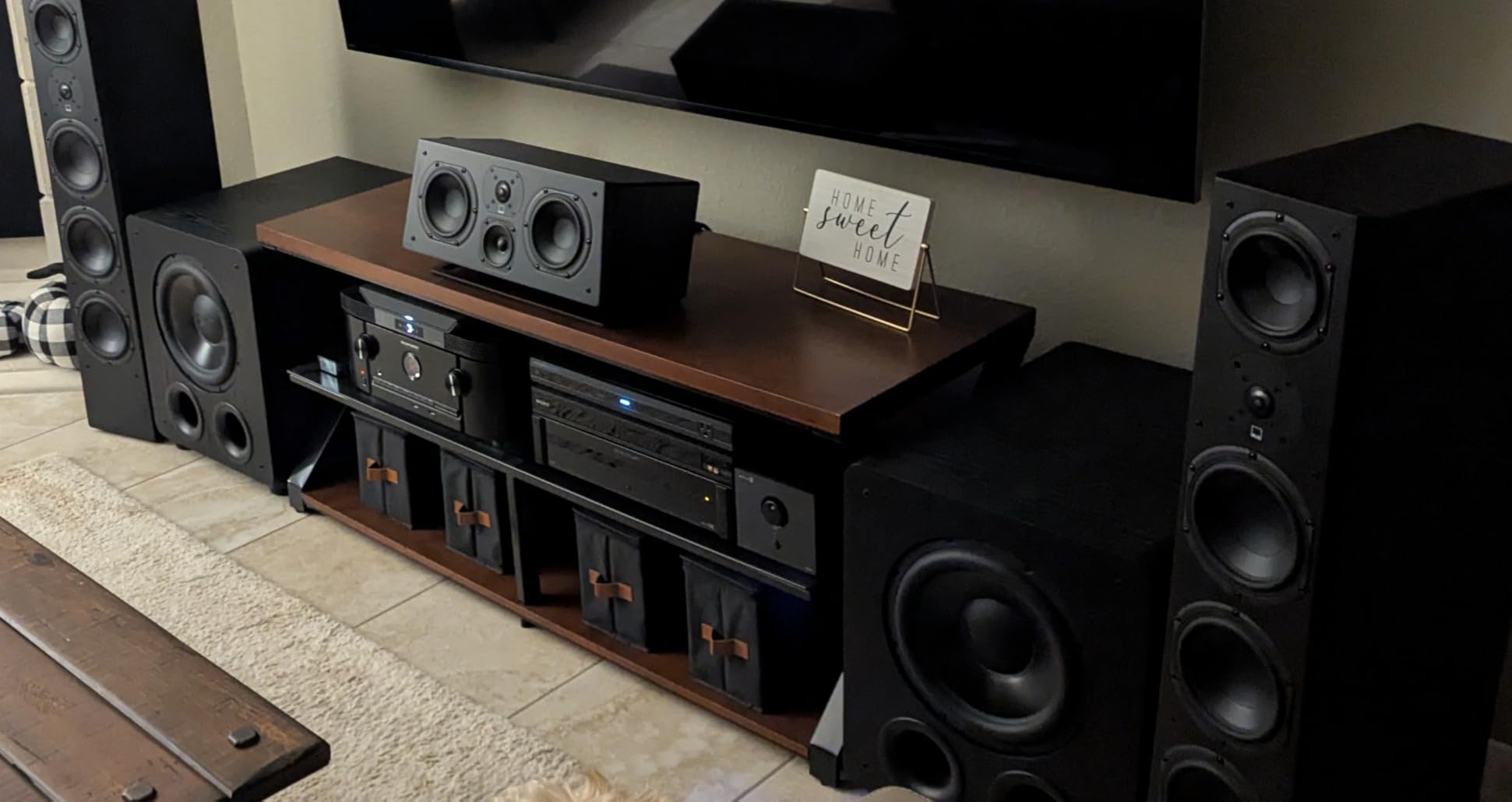 Kanto S10 Low-Profile Angled Sound Bar and Center Channel Speaker Stand for Home Theater | Black customer photo 1