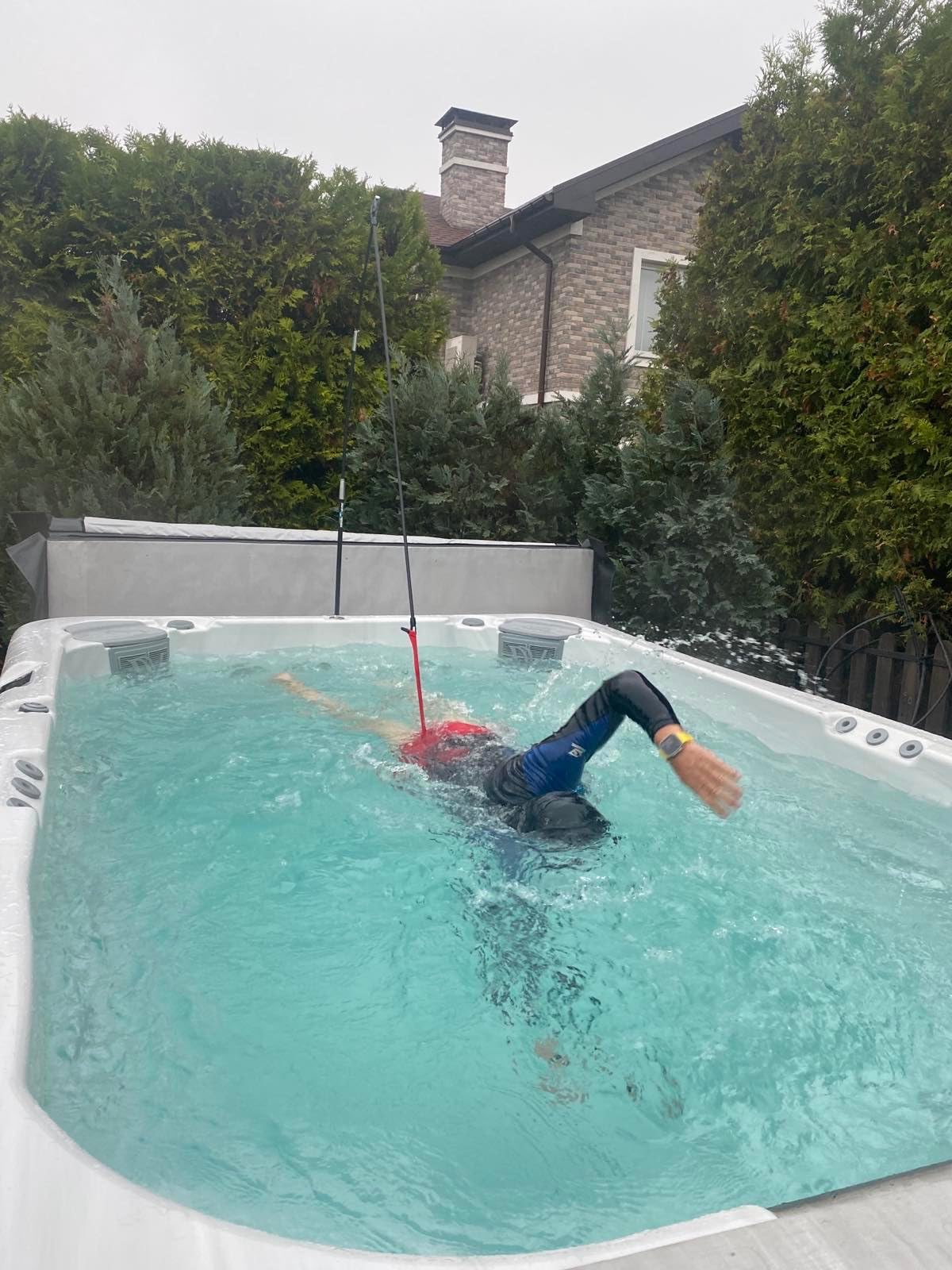 Swim Tether ST1 Compact Swim Spa & Therapy Pool Trainer - Stationary Swimming Belt System for Controlled Spaces - Minimal-Flex, Centered Swim Feel customer photo 1