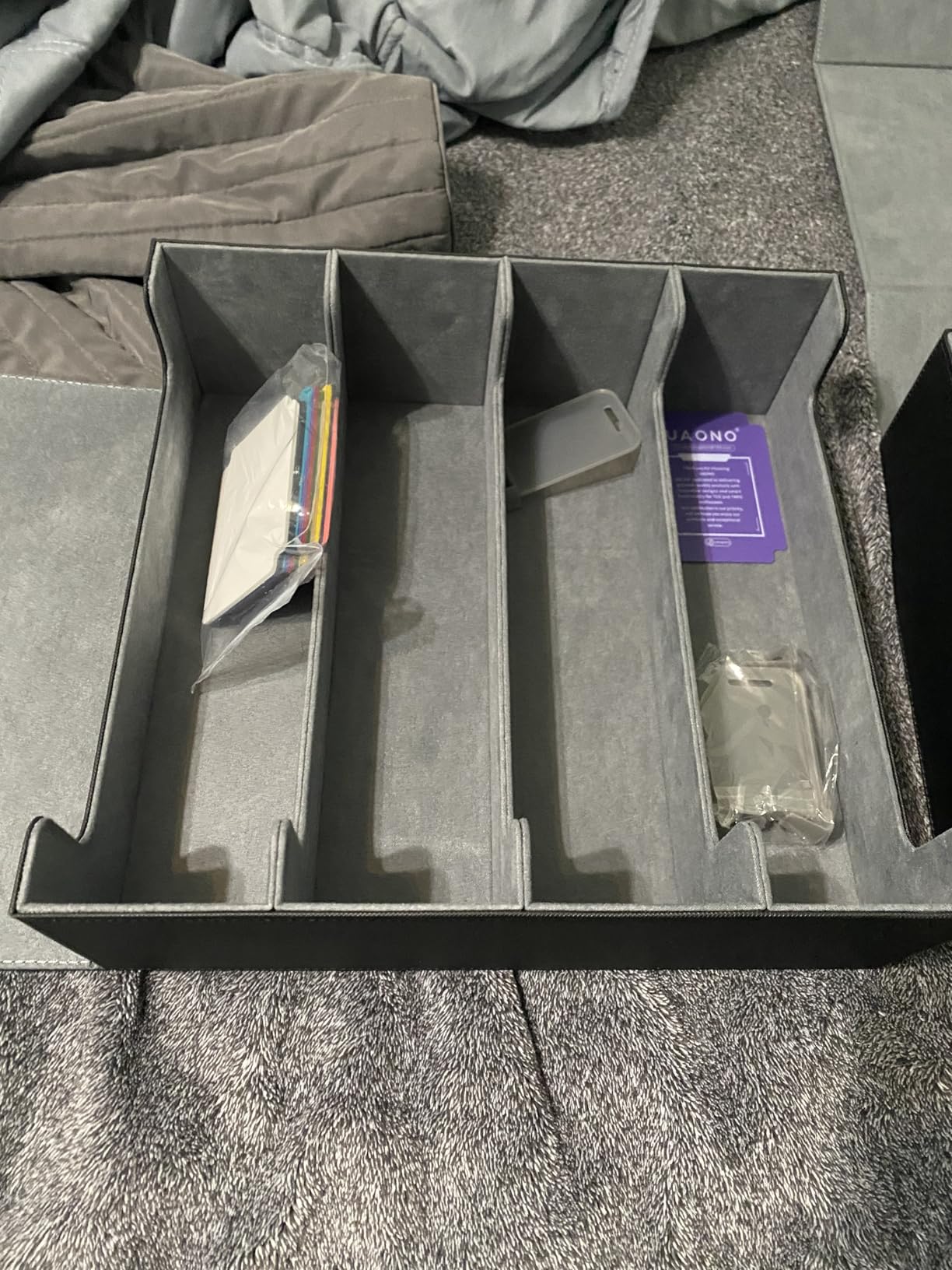 UAONO Trading Card Storage Box, Holds 1800 Sleeved Cards with 10 Dividers & 3 Stoppers, Magnetic Closure PU Leather Card Case for MTG, PTCG, YGO, Sports Cards (Black) customer photo 2