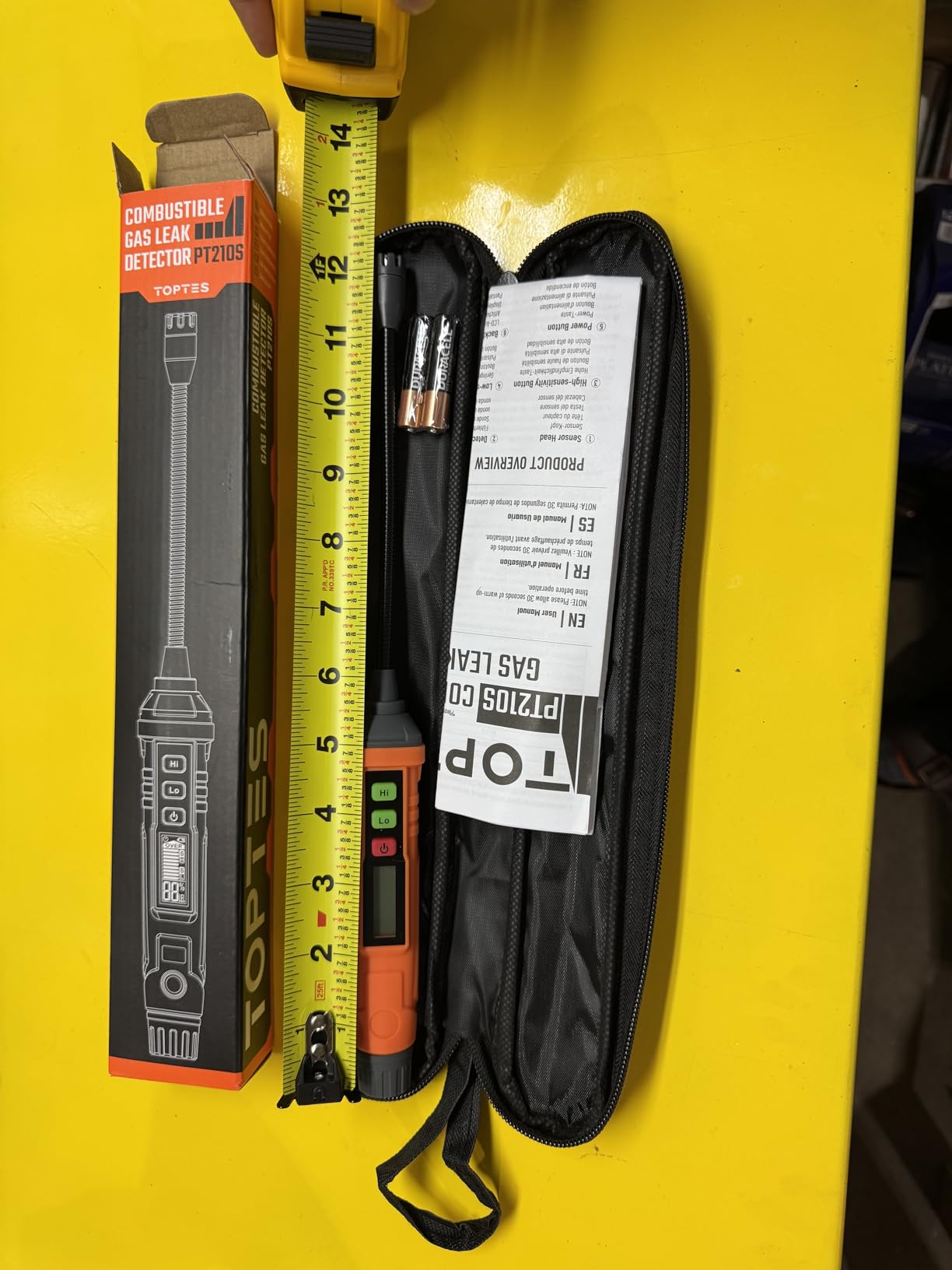 TopTes PT210S Gas Leak Detector, Natural Gas Detector with 4-inch Probe, Propane Leak Detector Locating Combustible Gases Like Natural Gas, Methane for Home, Measures%LEL (Incl. Batteries) - Orange customer photo 2