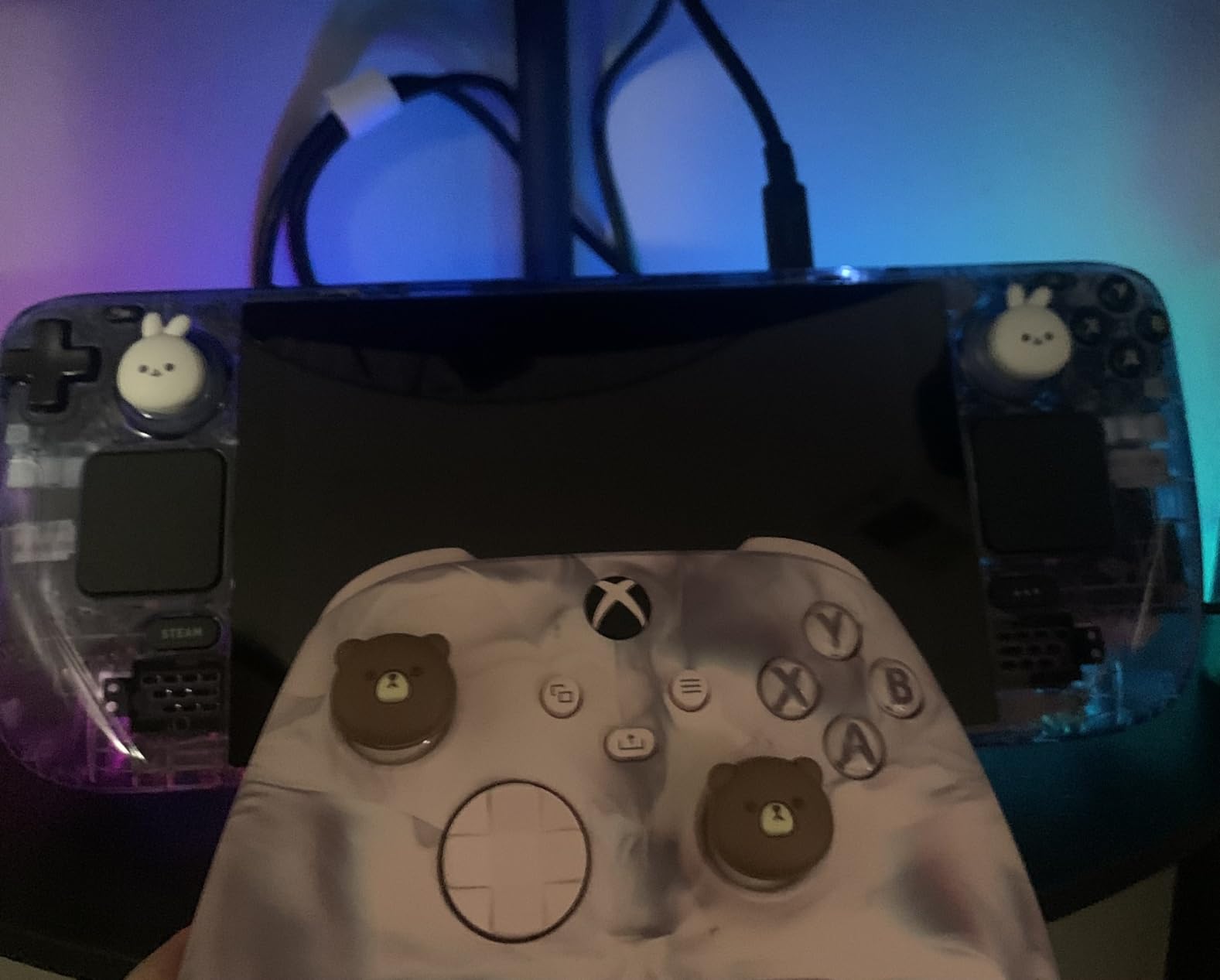 PlayVital Thumb Grip Caps for Steam Deck LCD, Silicone Thumbsticks Grips Joystick Caps for Steam Deck OLED - Chubby Bear & Smiley Bunny customer photo 1