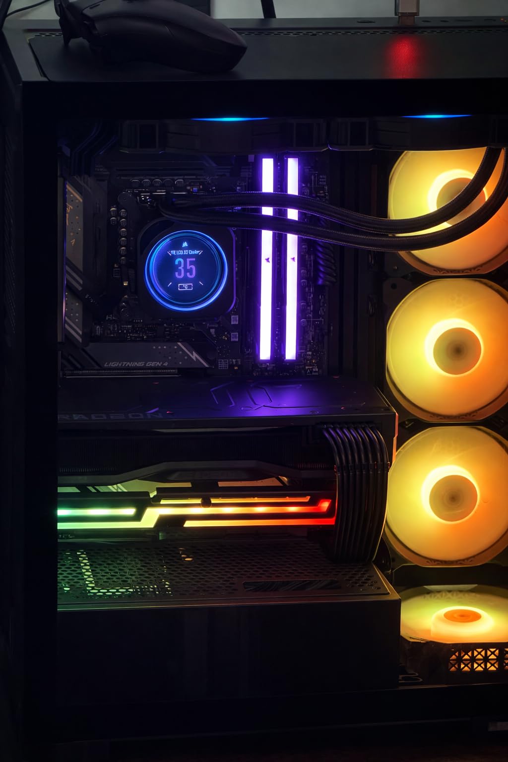 MUSETEX PC CASE ATX 6 PWM ARGB Fans Pre-Installed, Type-C Mid Tower Computer Case with Full-View Dual Tempered Glass, Gaming PC Case,Black(K2) customer photo 1