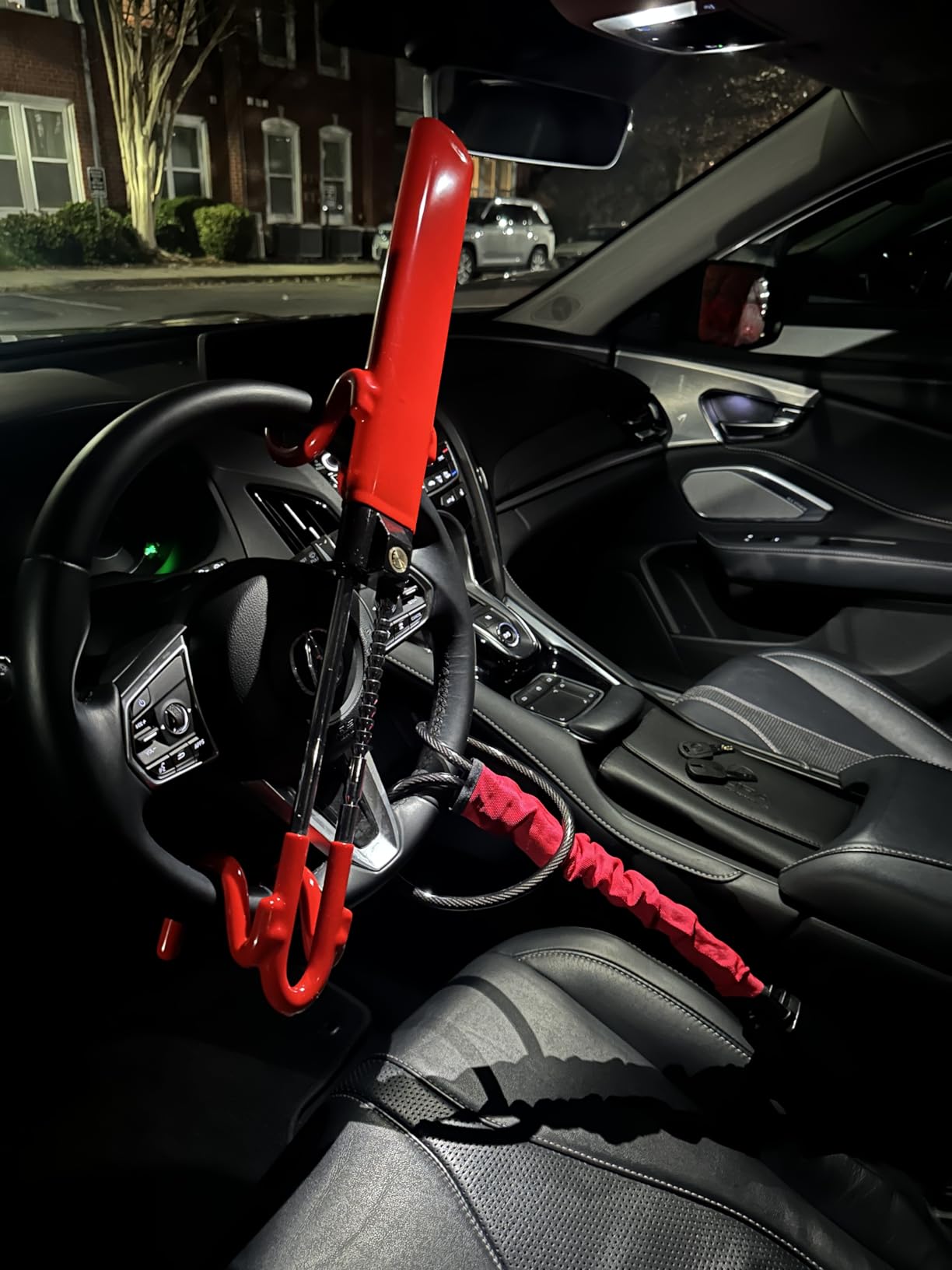 Tevlaphee Steering Wheel Lock Anti-Theft Car Device Heavy Duty Security Car Lock Antitheft Locking Devices Great Deterrent Adjustable Car Wheel Lock Anti Theft for Vehicle Truck with 3 Keys(Black) customer photo 1