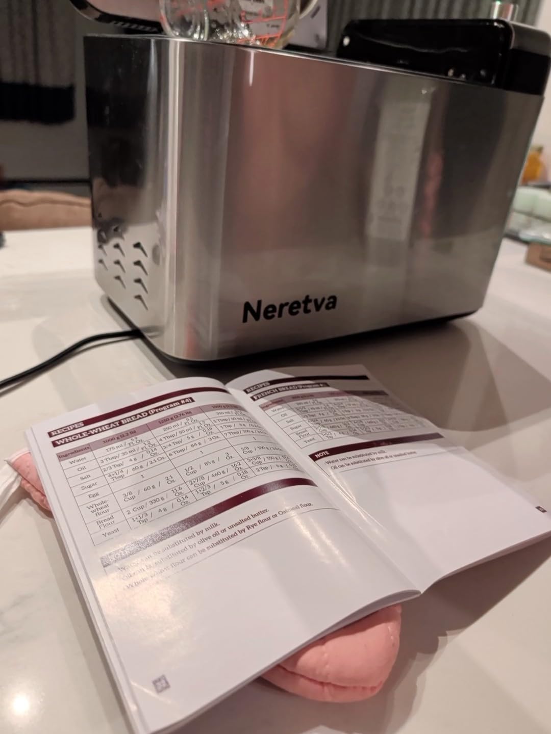 Neretva Bread Maker, 3.3LB Larger Bread Machine 15-in-1 Stainless Steel & Nonstick Ceramic Pan & Auto Nut Dispenser Breadmaker Machines Full Touch Panel with Gluten Free White Wheat Rye French Pizza customer photo 2