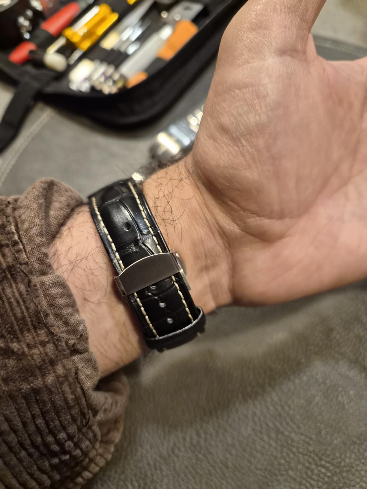 Leather Watch Bands for Men, Quick Release Watch Straps, Luxury Italian Alligator Grain Embossed Band Replacements customer photo 2