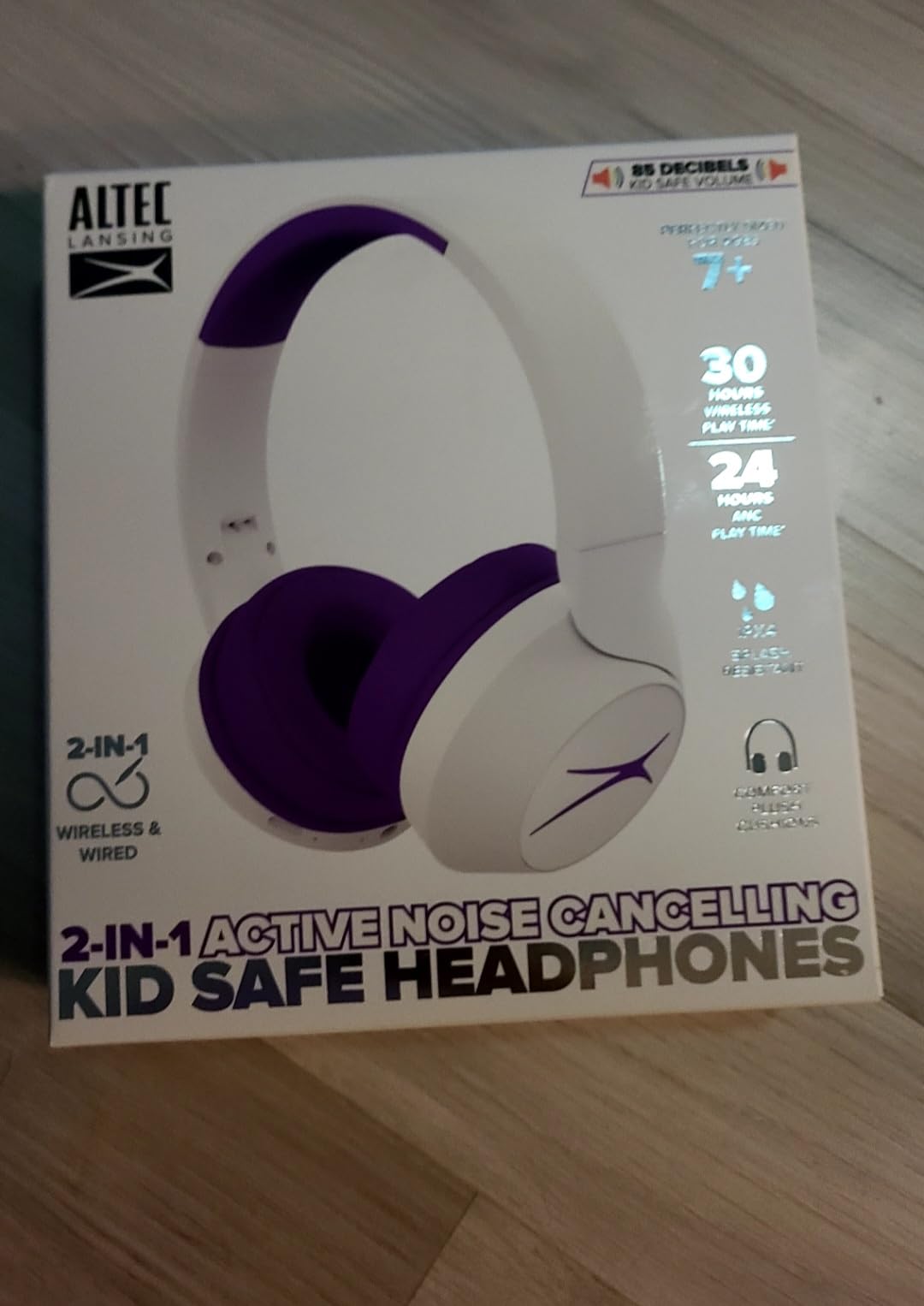 Altec Lansing Kid Safe Noise Cancelling Wireless Headphones 15H Battery, 85dB Volume Limit, Foldable Design Powerful Sound, Active Noise Cancellation Perfect for Kids Ages 7+ (Whiteout Pop Pink) customer photo 2