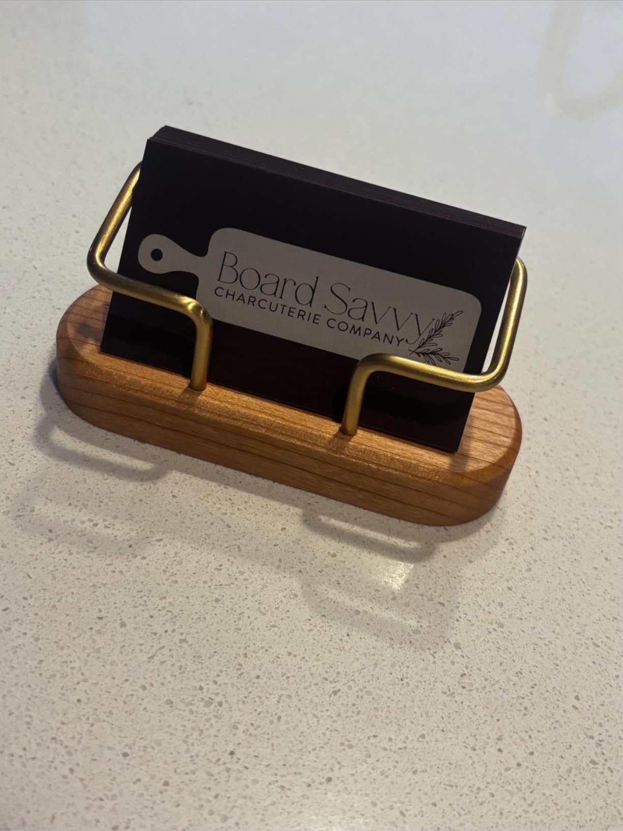 muso wood Business Card Holder for Desk, Wooden Creative Business Card Display for Desk, Wood Business Card Stand for Office, Tabletop (Walnut 1pack) customer photo 1