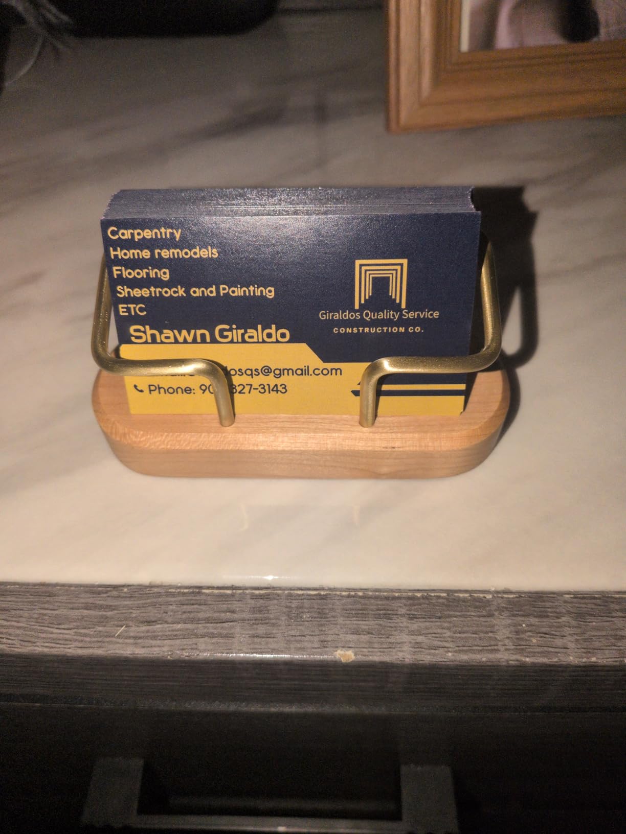 muso wood Business Card Holder for Desk, Wooden Creative Business Card Display for Desk, Wood Business Card Stand for Office, Tabletop (Walnut 1pack) customer photo 2