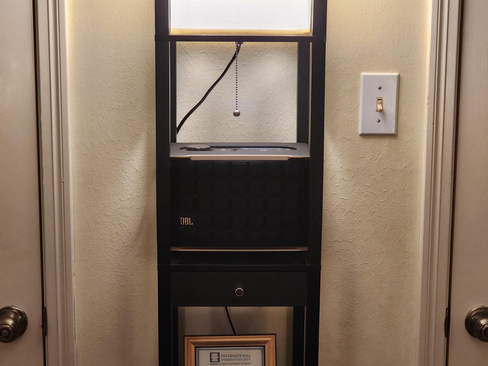 JBL Authentics 200 - Retro Style Smart Home Speaker with Built in Wi-Fi, Bluetooth and Voice Assistants, Alexa and Google Assistant, Multi-Room Playback, Automatic self tuning (Black/Gold) customer photo 1