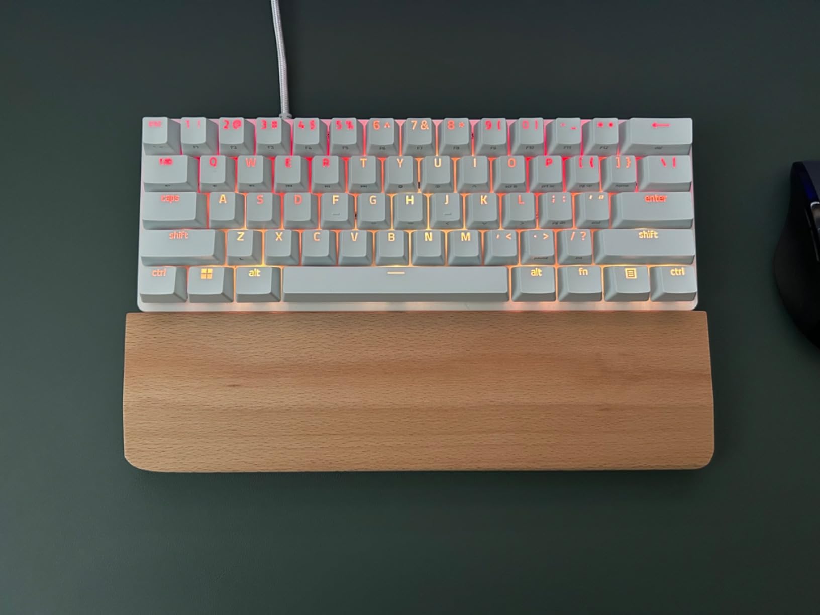 HomeDo Wooden Wrist Rest for Mechanical Keyboards, Support pad for Palm, Ergonomic Rest for Typing and Gaming (Beech, 17.32