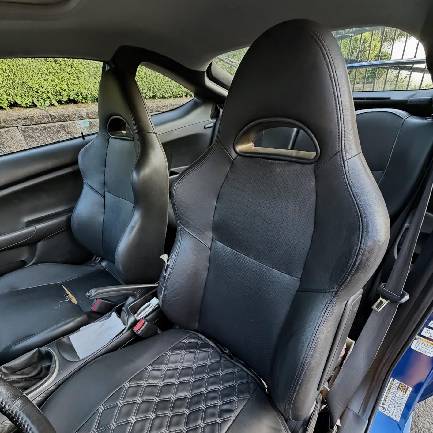 CAR PASS Line Rider Sporty Front Seat Covers,Gray Car Seat Covers Two Front Seats Only, Airbag Compatible,Universal Fit Sedans,Cars,Vans,SUV,Truck(Black and Gray) customer photo 1