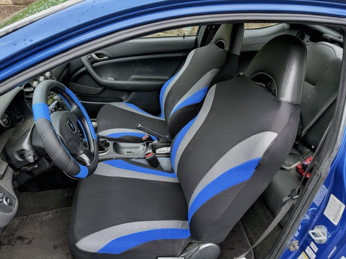 CAR PASS Line Rider Sporty Front Seat Covers,Gray Car Seat Covers Two Front Seats Only, Airbag Compatible,Universal Fit Sedans,Cars,Vans,SUV,Truck(Black and Gray) customer photo 2