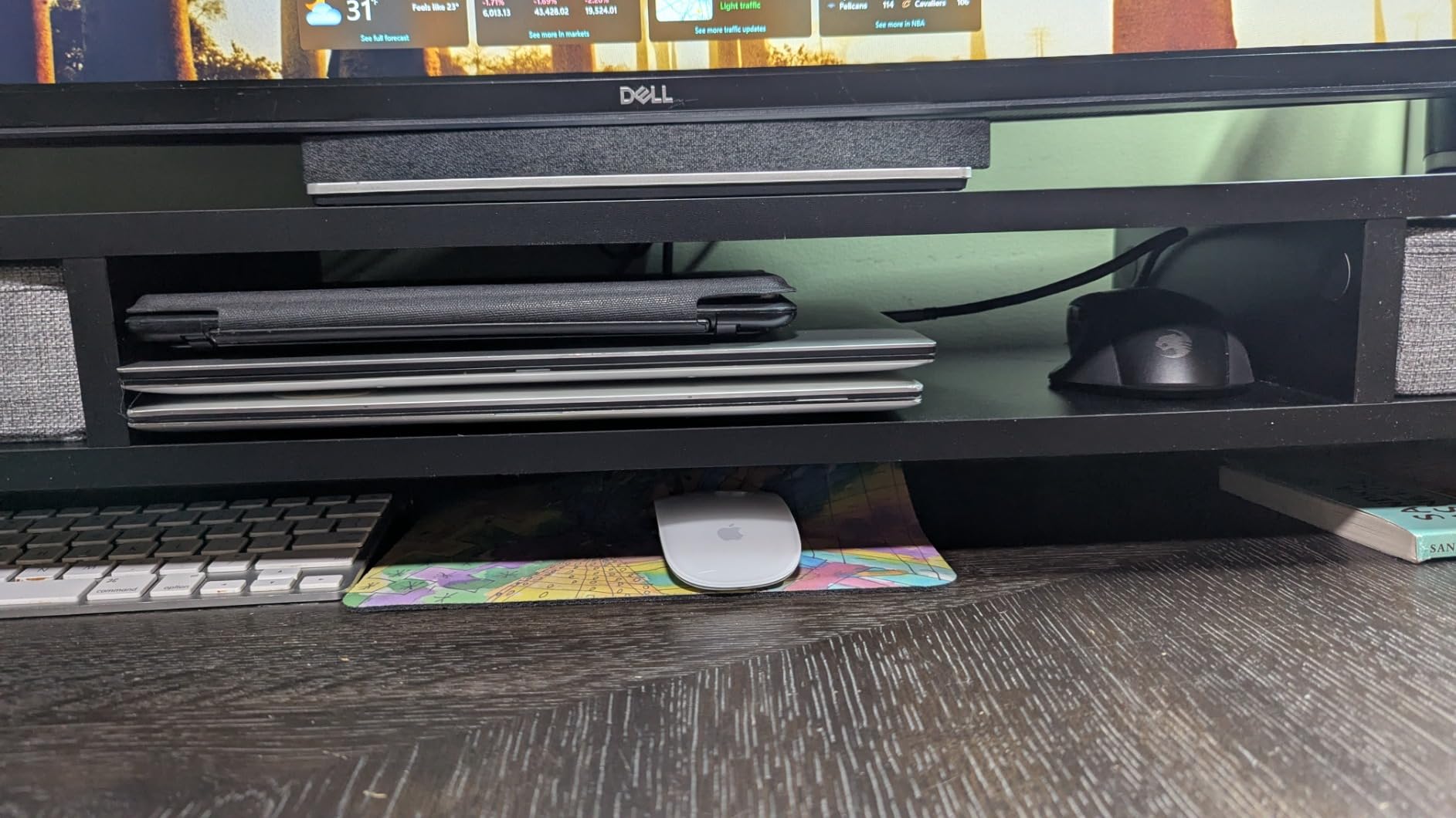 Fenge Monitor Stand, Dual Monitor Stand with 2 Drawers, Monitor Riser for 2 Monitors, Adjustable Height Computer Stand customer photo 2