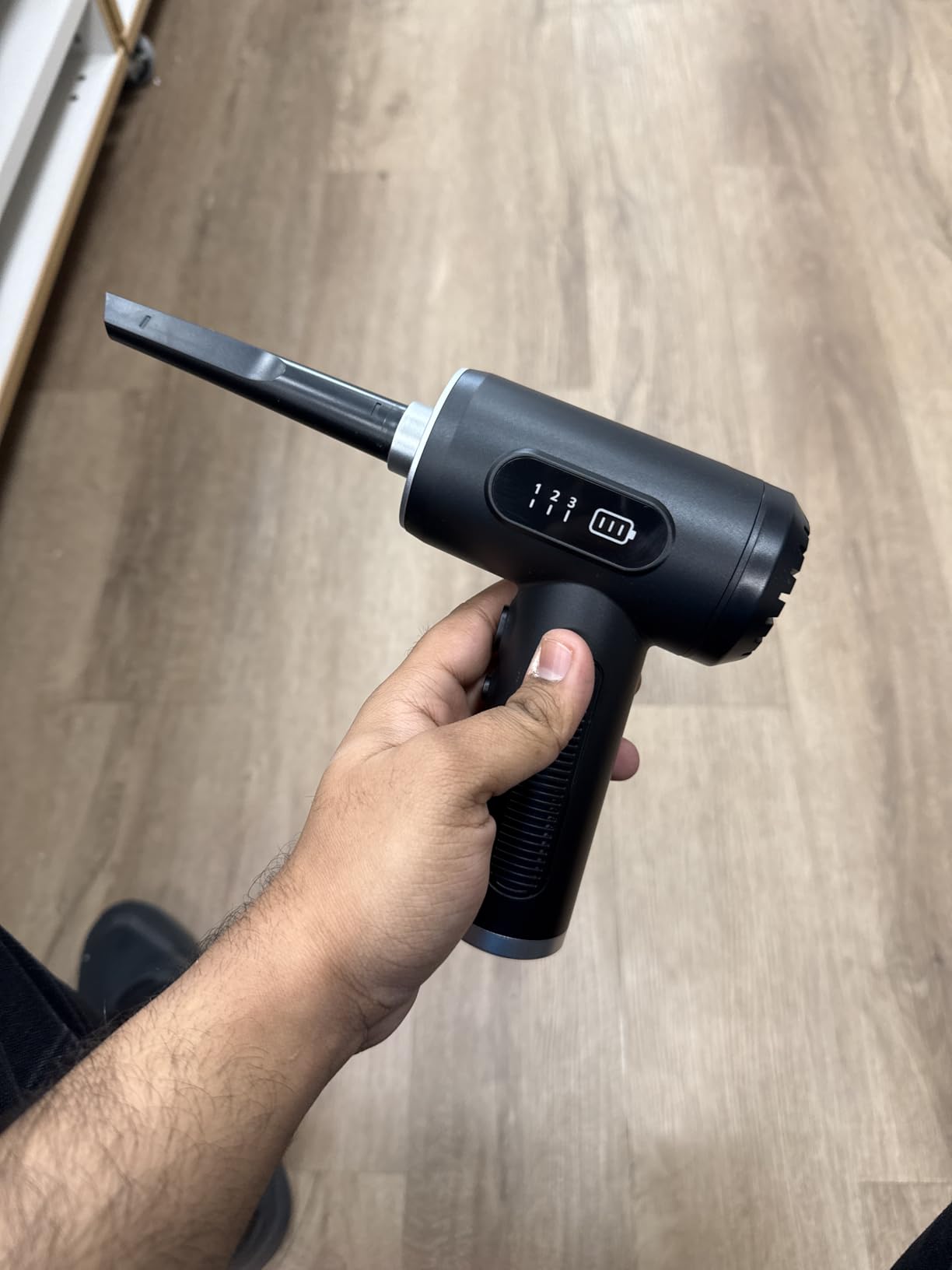 Compressed Air Duster-3 Gear Adjustable 100000RPM Electric Air Duster with LED Light, Rechargeable Cordless Air Blower for Keyboard Electric Devices Cleaning. Replaces Compressed Air Cans (Black) customer photo 1