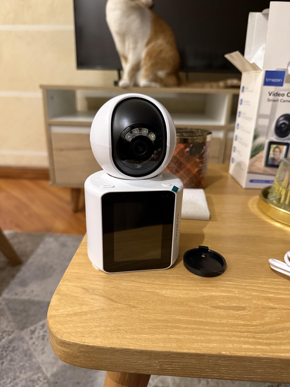 TMEZON Video Pet Dog Camera Indoor Two Way Wireless Security Camera Monitor 1080P with Phone app and Motion Detection, Baby/Elderly/Nanny Audio Calling Device Pan Tilt customer photo 1