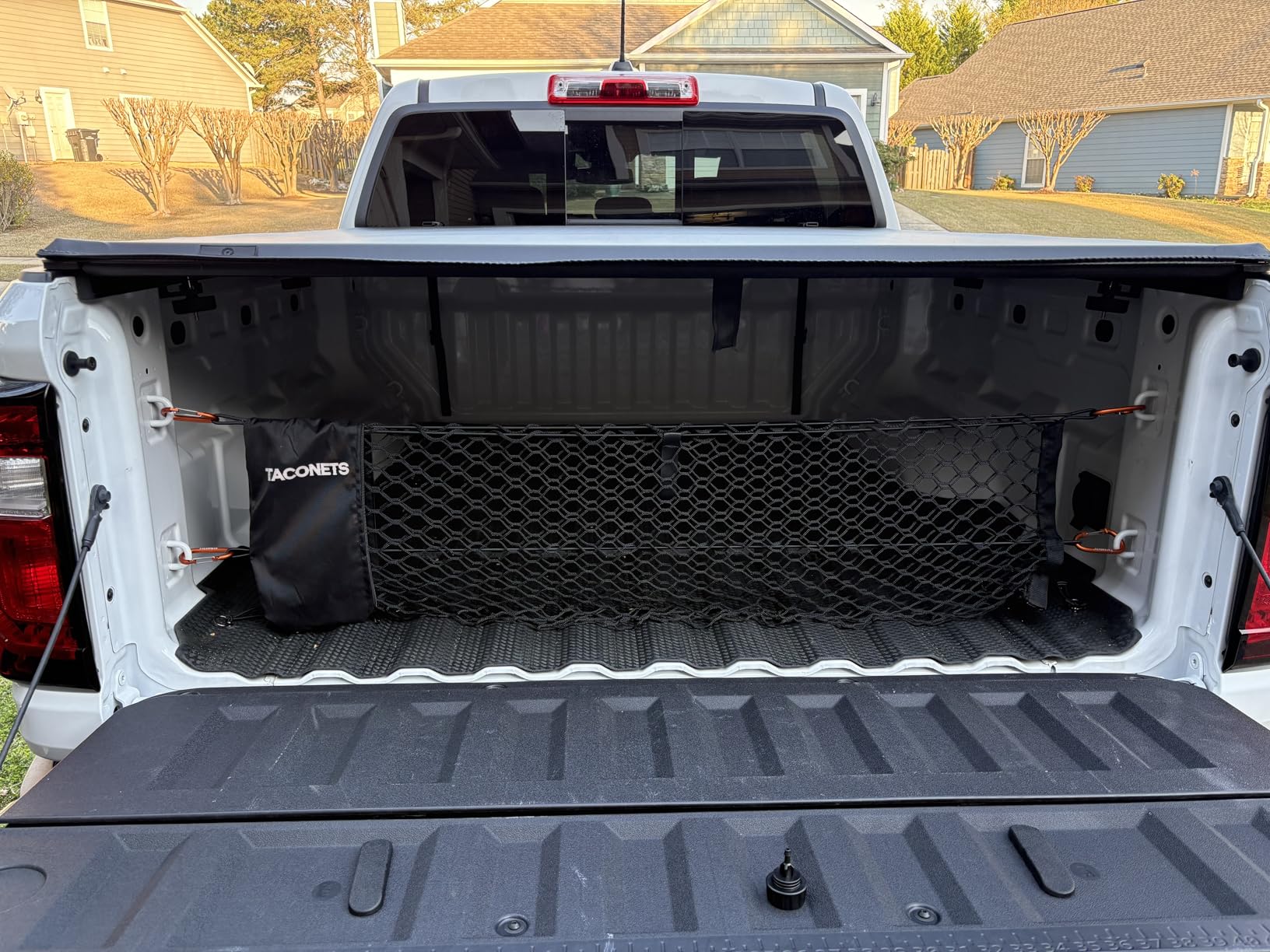 Envelope Cargo Net for GMC Sierra & Chevy Silverado - Upgraded 5mm Bungee, Integrated Storage Bag, Heavy Duty Carabiners customer photo 1