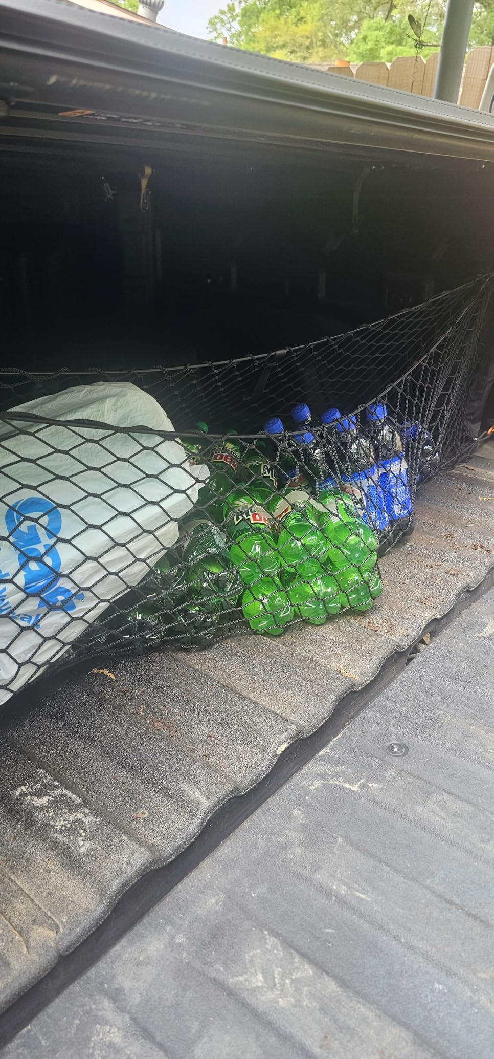 Envelope Cargo Net for GMC Sierra & Chevy Silverado - Upgraded 5mm Bungee, Integrated Storage Bag, Heavy Duty Carabiners customer photo 2