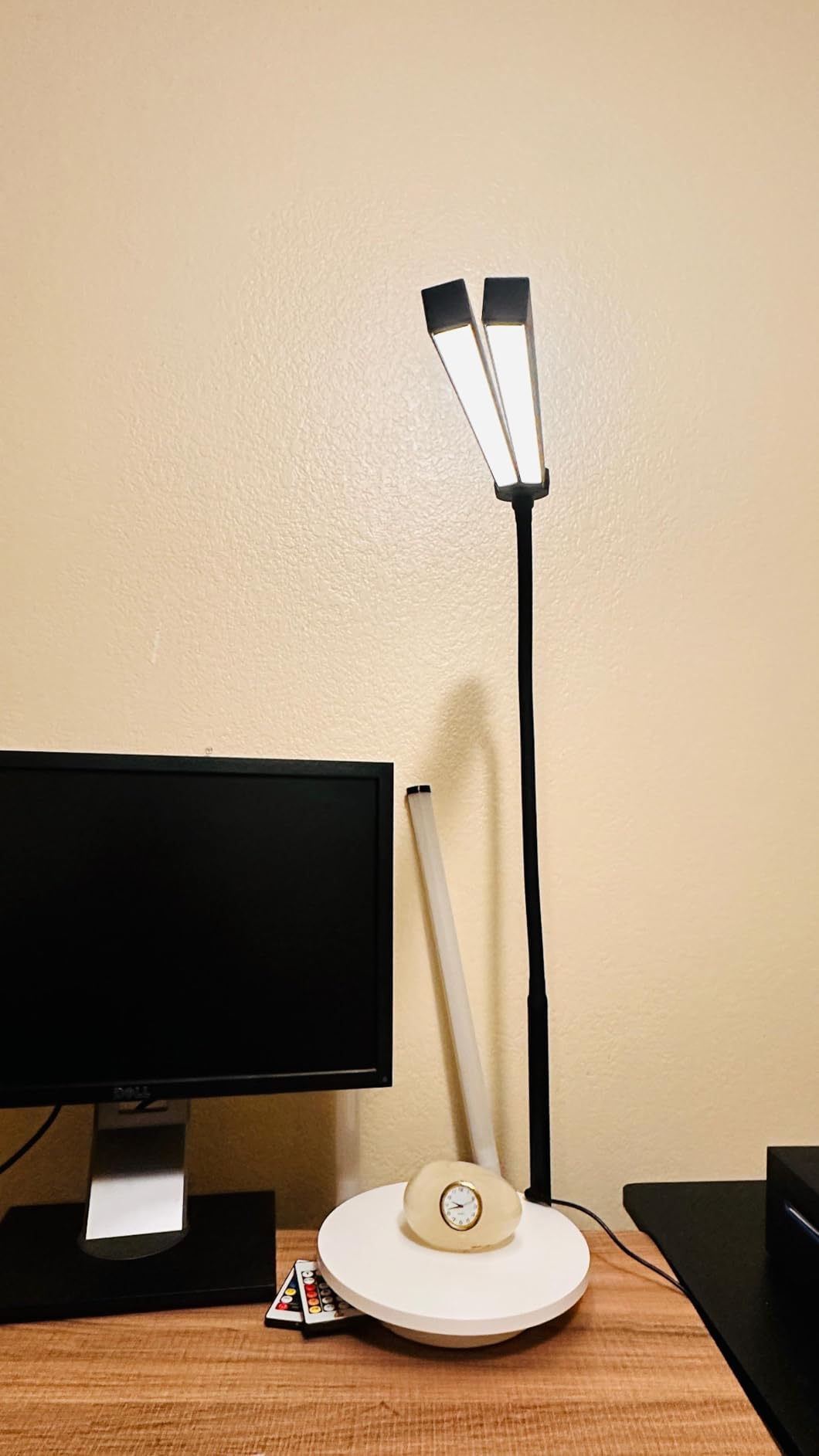 Led Desk Lamps for Home Office - Eye Caring Architect Lamp with Clamp, Double Head Computer Monitor Work Desk Light with Remote Control: 24W Flexible Dimmable Desktop Table Lamp customer photo 2