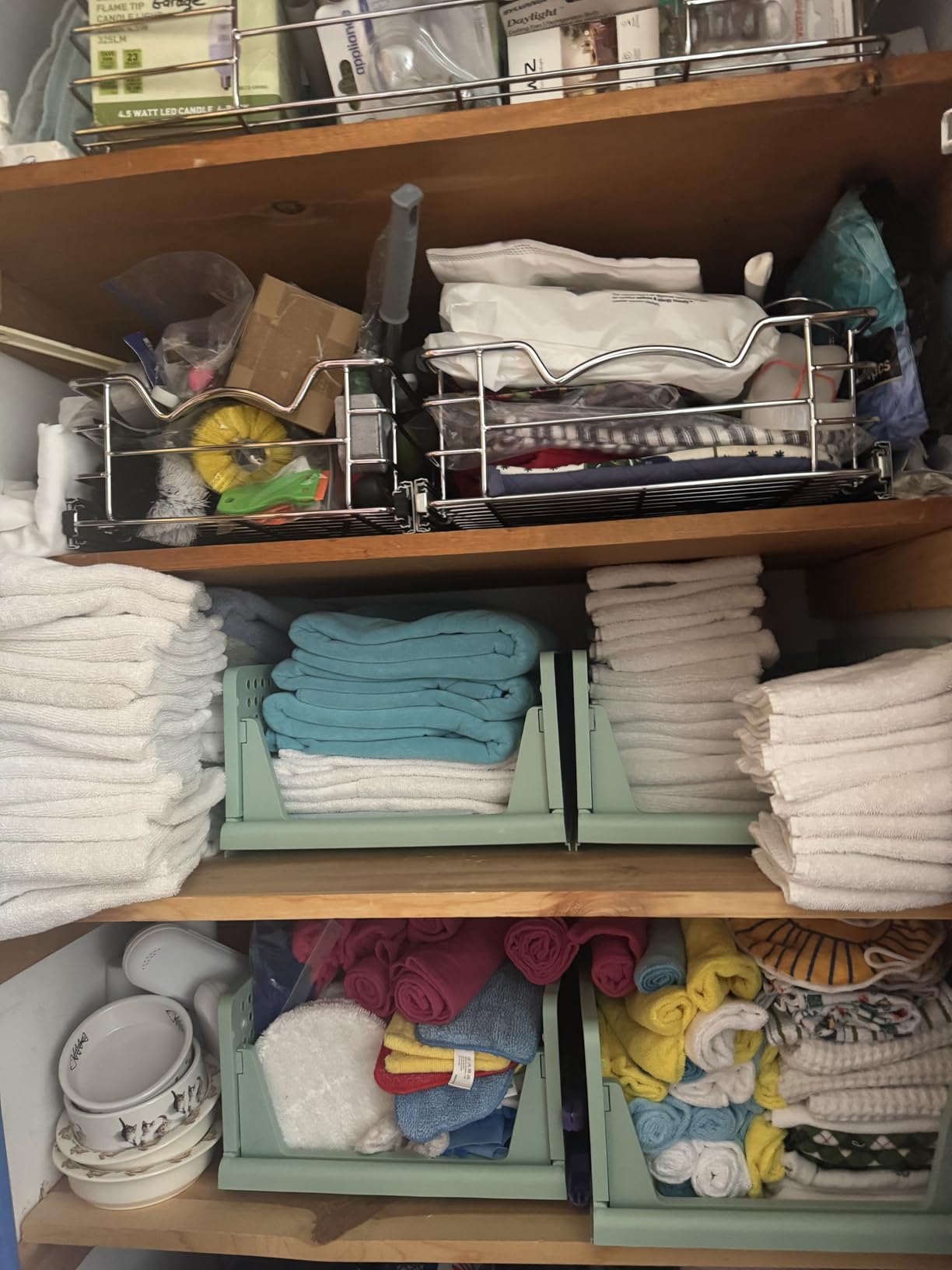 SNSLXH 5 Pack Stackable Closet Storage Basket, Multifunctional & Foldable Closet Organizer for Bathroom Kitchen Laundry Room Wardrobe Storage, Space-Saving Clothes Storage Drawer Organizer, White customer photo 1