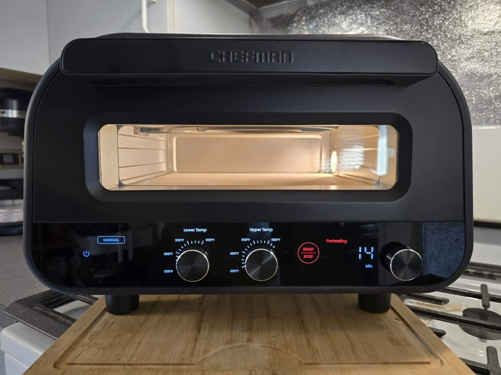 CHEFMAN Indoor Pizza Oven - Makes 12 Inch Pizzas in Minutes, Heats up to 800°F - Countertop Electric Maker with 5 Touchscreen Presets, Pizza Stone and Peel Included - Stainless Black customer photo 1