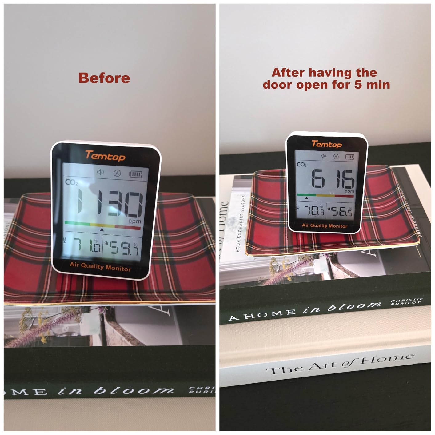 Temtop CO2 Monitor Indoor Air Quality Monitor Portable CO2 Meter, CO2, Temperature, Humidity for Home, Office or School customer photo 1