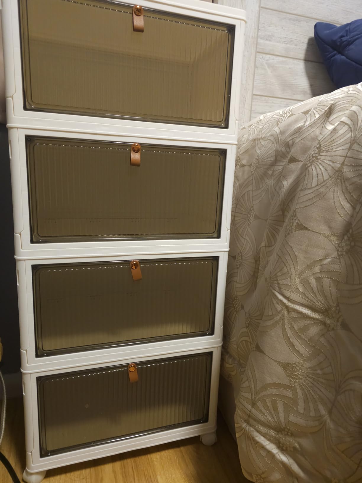 CTSNSLH 4 Tier Plastic Storage Bins and Boxes Organizer - Stackable with Lids for Bedroom, Living Room, Office - Foldable Containers customer photo 2