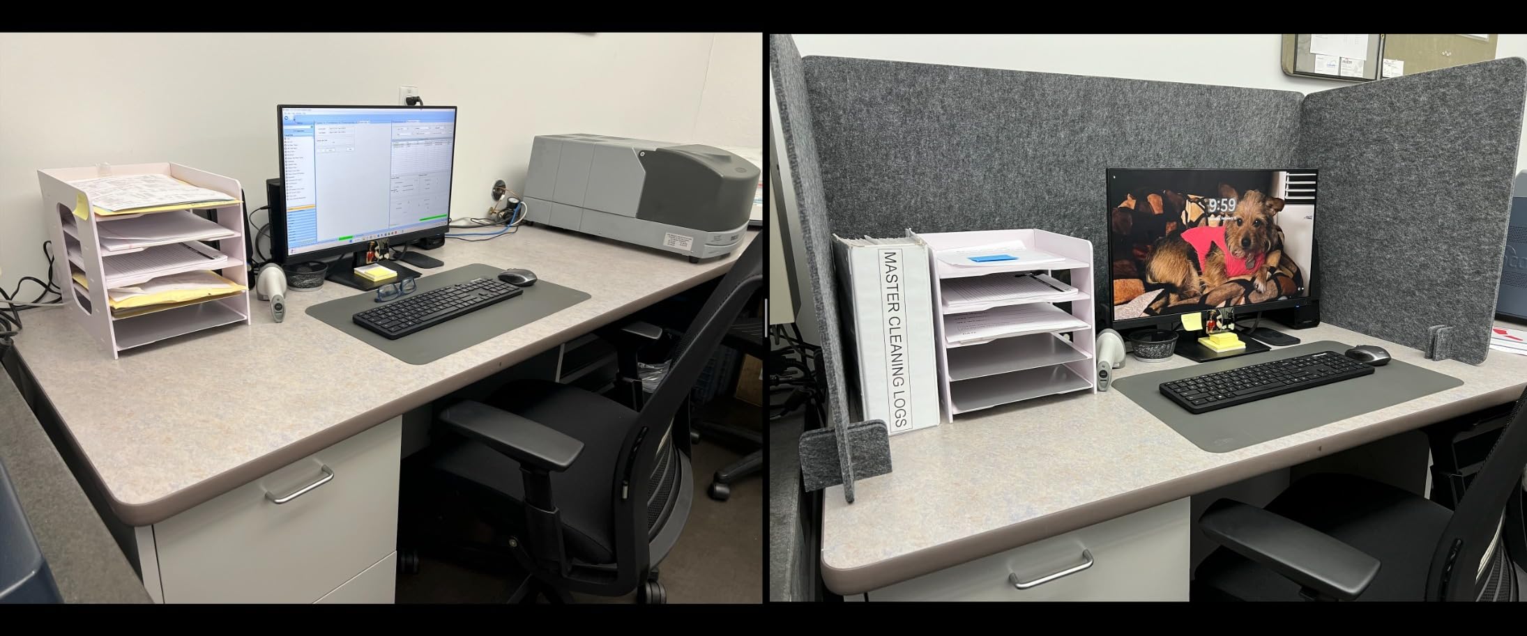 Buryeah 3 Pcs Desk Divider Desk Partition 23.6 x 47.2, 23.6 x 23.6 Stand up Freestanding Cubicle Privacy Panel (Deep Gray) customer photo 2