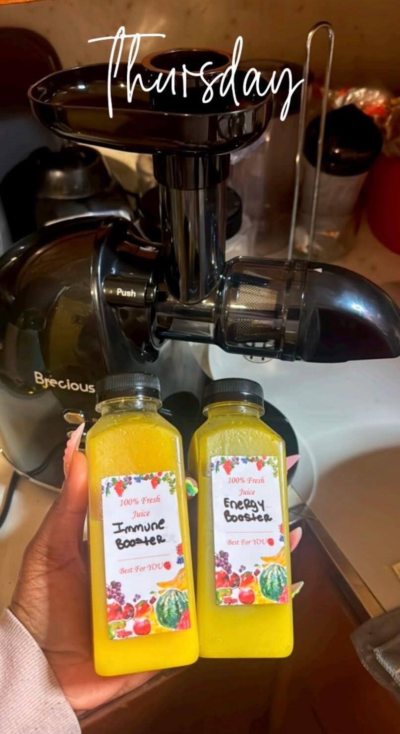 Slow Masticating Juicer, Brecious Cold Press Juicers with 2 Speed Modes & Quiet Motor, Juicers Machines Vegetable and Fruit with Reverse Function, Celery Juicer, BPA-Free, Easy to Clean (Silver) customer photo 1