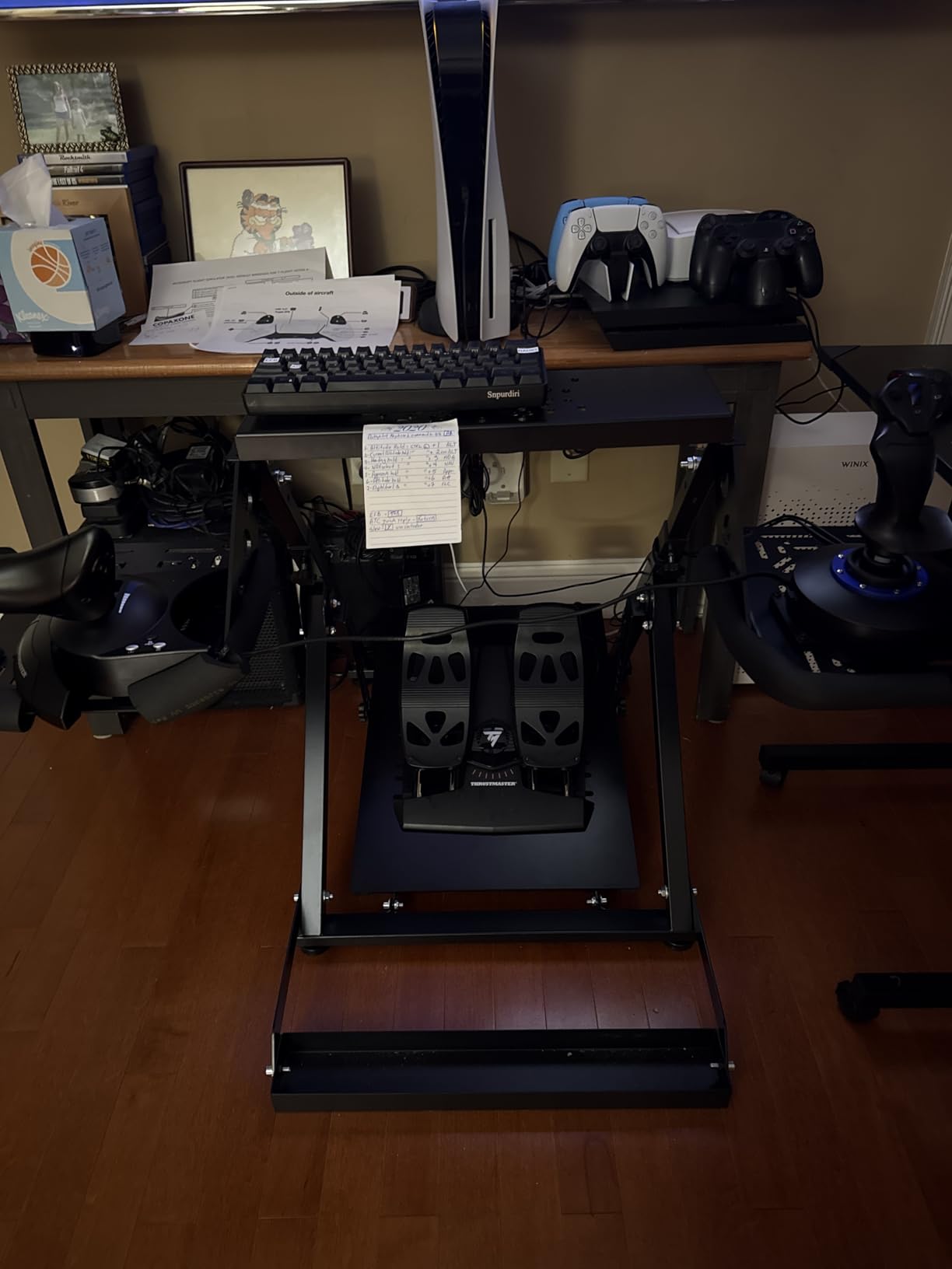 Anman Foldable Flight Simulation Cockpit 3.0 with Fixed Slot Fit for Logitech/Thrustmaster/Hotas Warthog/Fanatec,Electronics Adjustable Fight Sim Mount Pedals, Steering Wheel Not Included customer photo 1