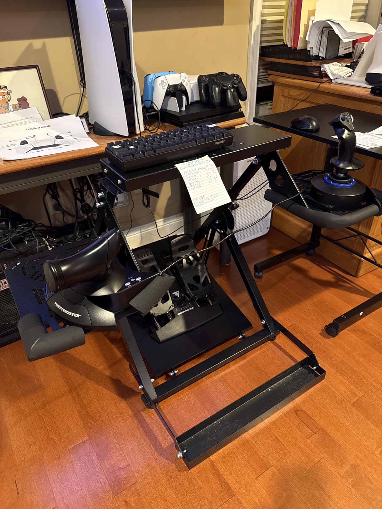 Anman Foldable Flight Simulation Cockpit 3.0 with Fixed Slot Fit for Logitech/Thrustmaster/Hotas Warthog/Fanatec,Electronics Adjustable Fight Sim Mount Pedals, Steering Wheel Not Included customer photo 2