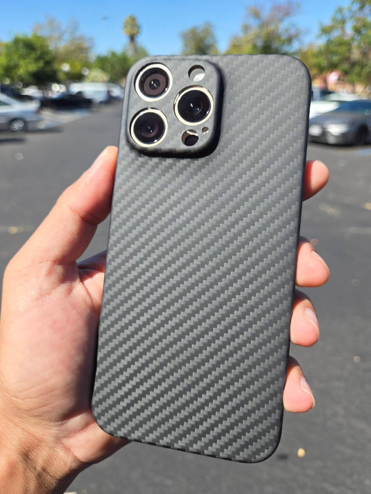 Ultra Thin Aramid Carbon Fiber Case for Apple iPhone 15 pro, Camera Full Cover Protection Black customer photo 1