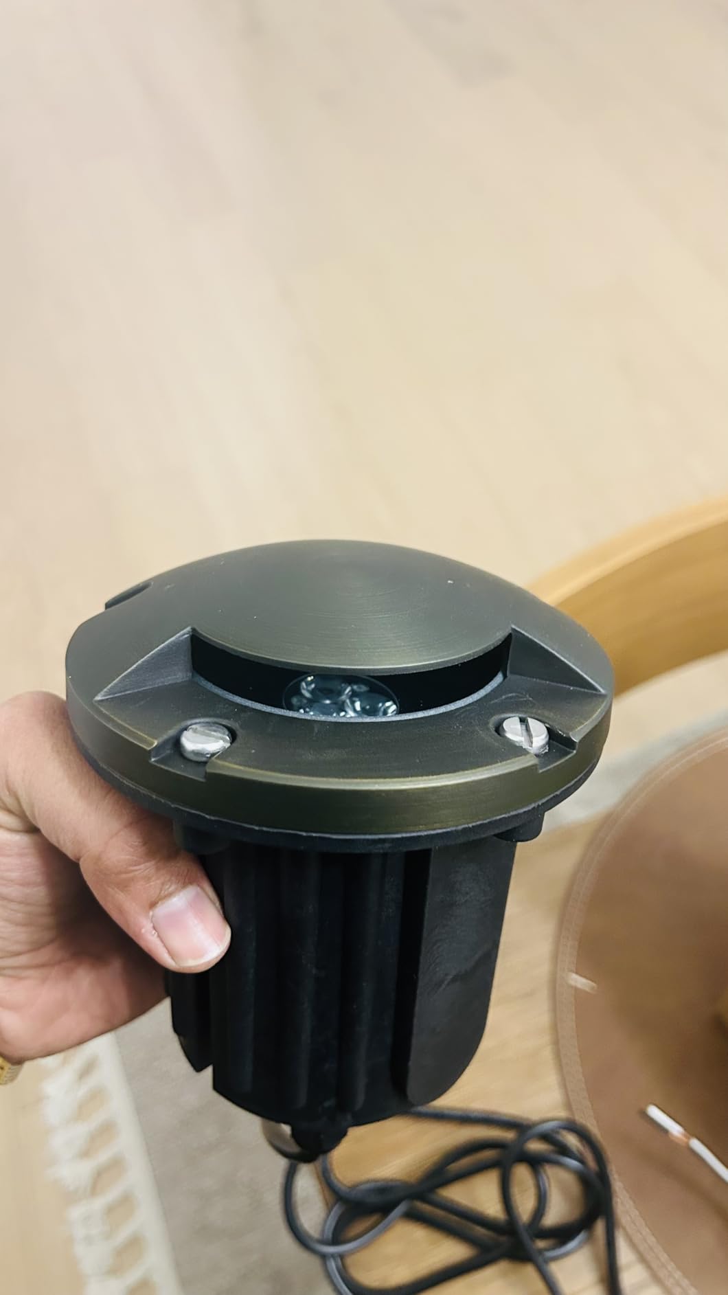 MALORY Brass Top Cover Landscape Well Lights, (5''H 12V Low Voltage Outdoor In Ground Lights, Landscape Lighting for Pathway, Driveway and Garden (Three-Direction Turret, 4-Pack with Bulb) customer photo 1