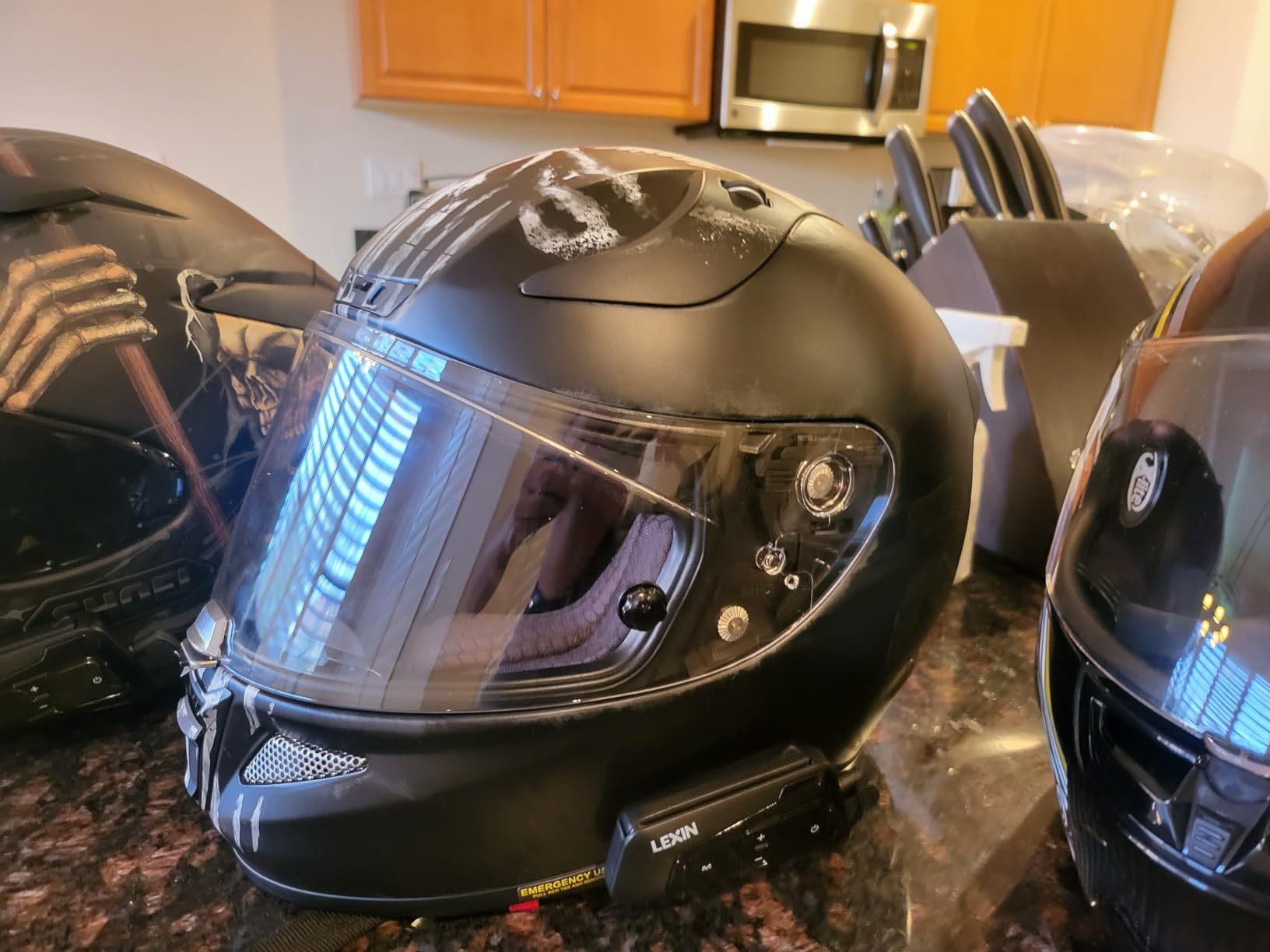 LEXIN MeshCom Motorcycle Bluetooth Headset, 24 Riders Mesh Helmet Communication System with Audio Multitasking/Music Sharing/1100mAh Battery/FM Radio/Noise Reduction/IP67 Waterproof, 1 Pack customer photo 2