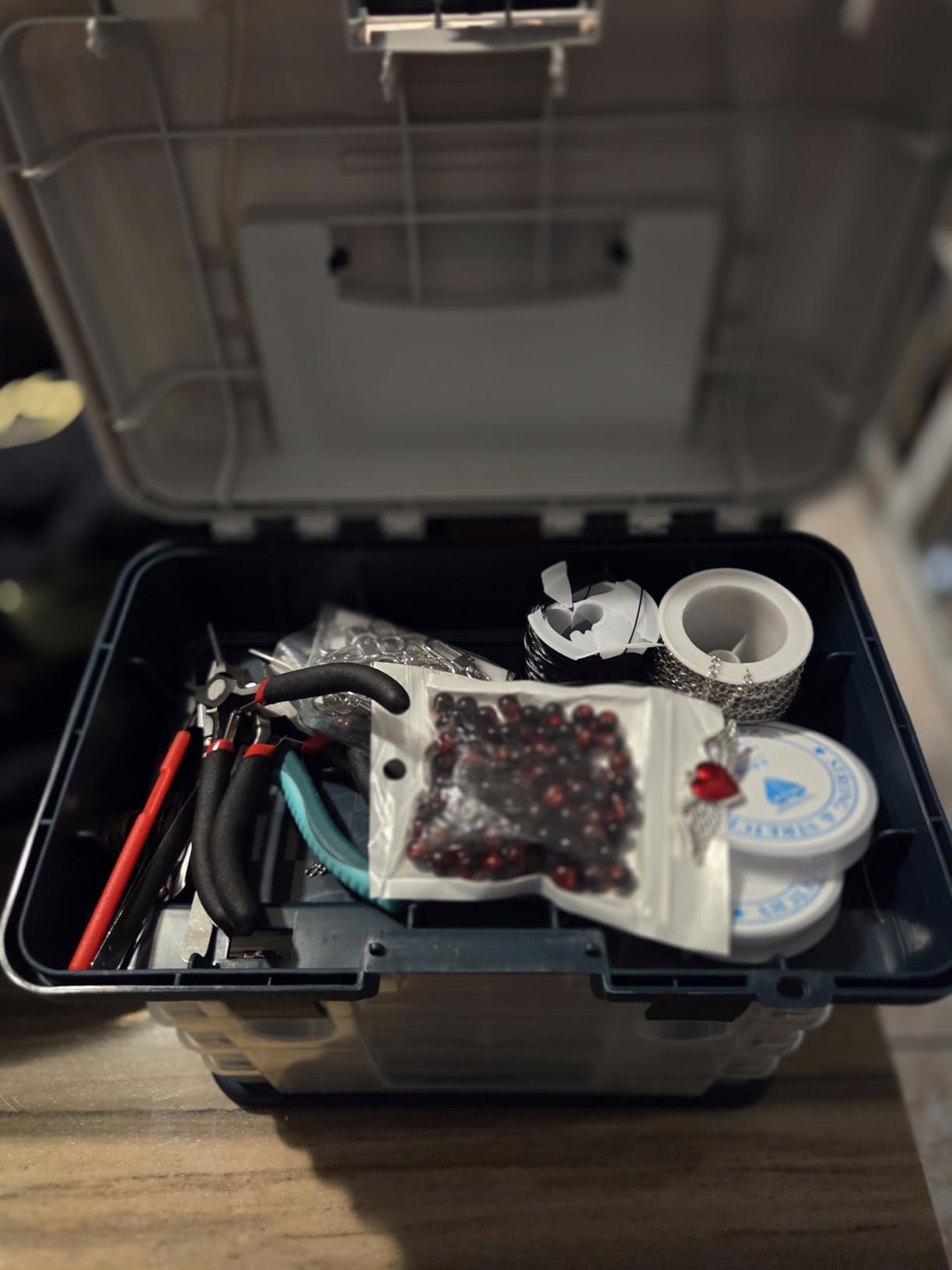 Portable Tool Box - Small Parts Organizer with Drawers and Customizable Compartments for Hardware, Fishing Tackle, Beads, or Crafts by Stalwart (Gray) customer photo 2