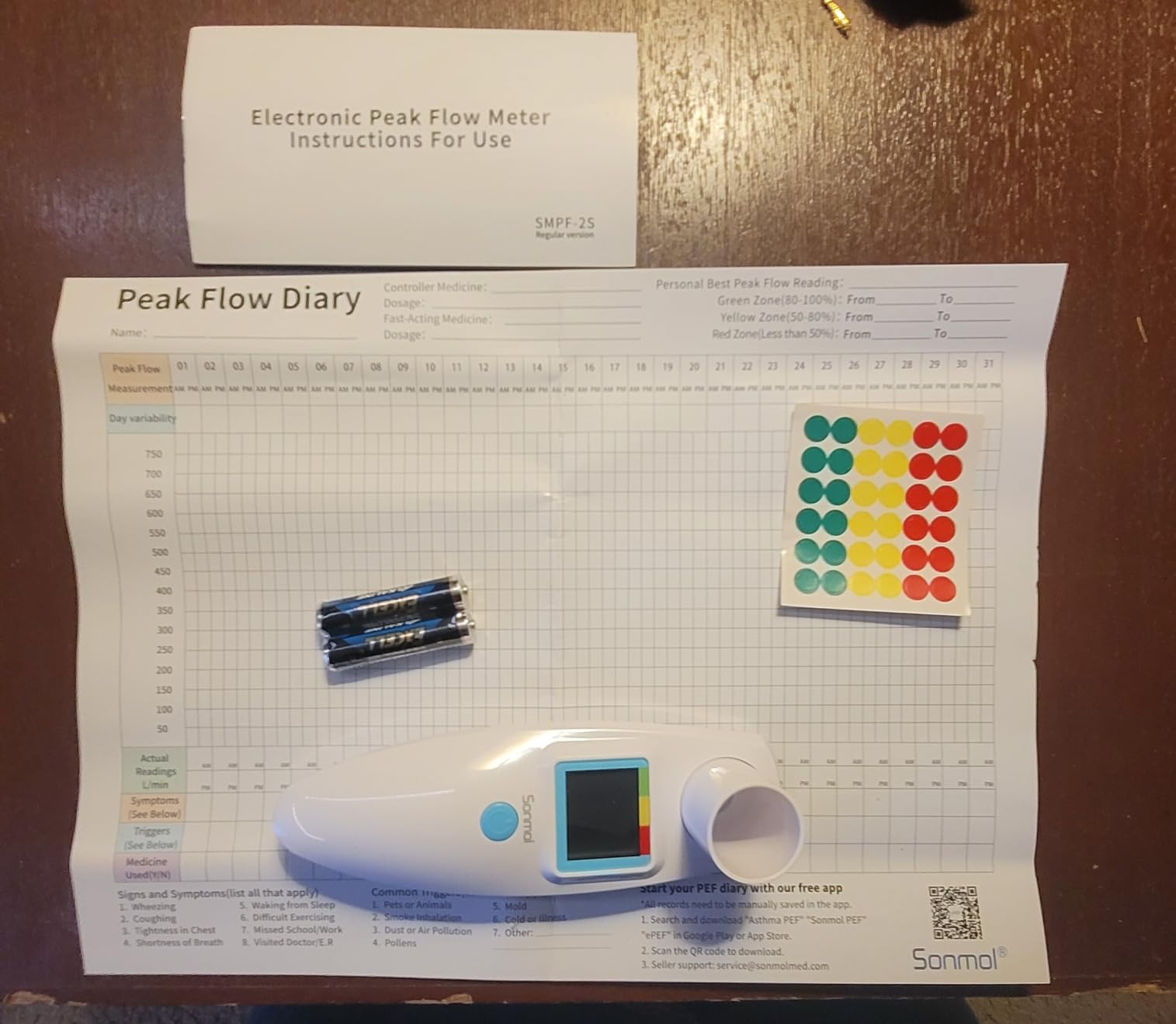 Sonmol Digital Peak Flow Meter Portable PEF Forced Expiratory Volume FEV1 Tester with Red Yellow Green Risk Indicator customer photo 2