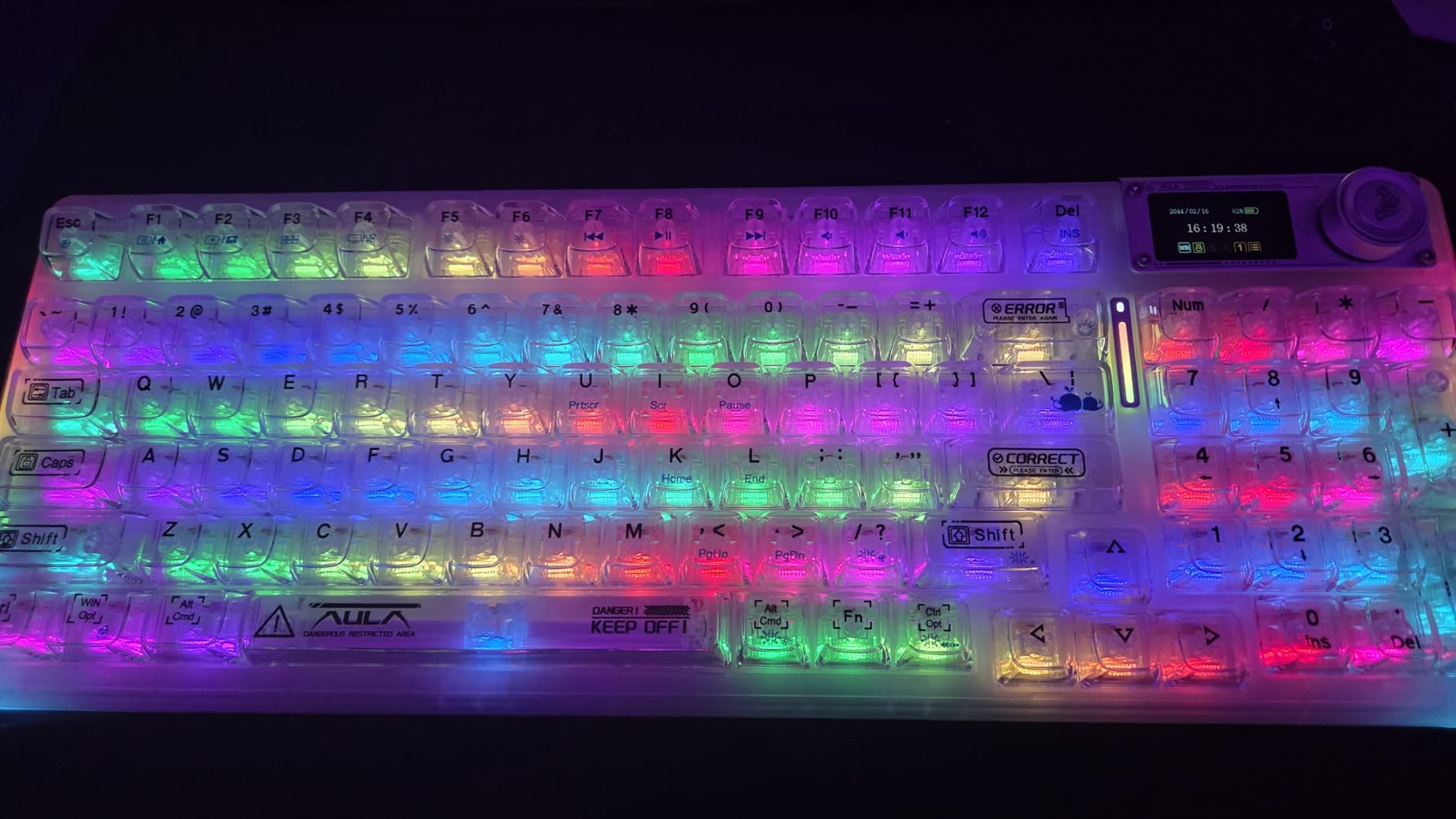 AULA F98 Pro Wireless Mechanical Keyboard with Transparent Keycaps,Hot-swappable,Pre-lubed Linear Switches,Gasket Structure,RGB Backlit,OLED Screen,BT5.0/2.4G/USB-C Wired Computer Keyboard customer photo 1