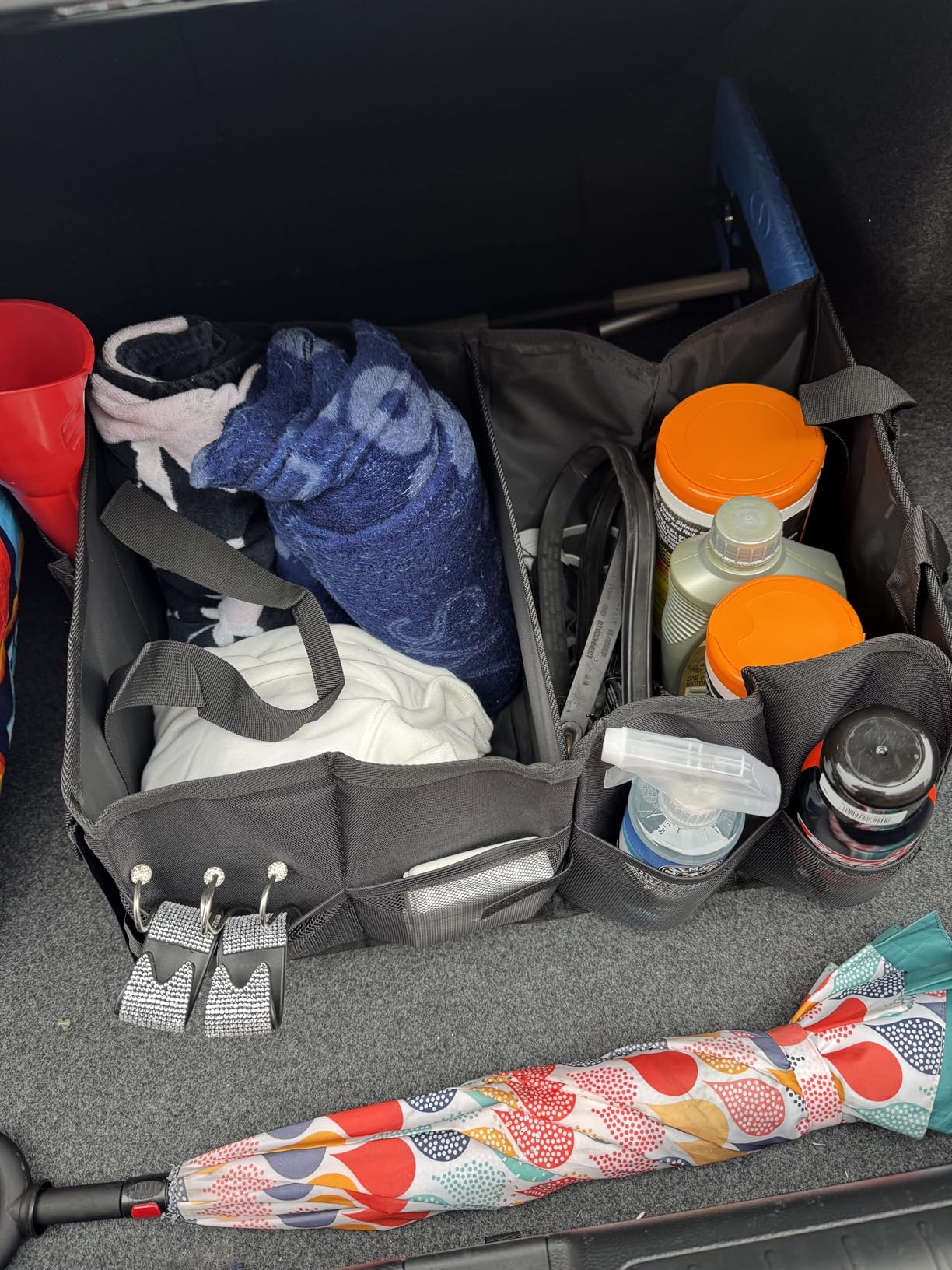 HOTOR Trunk Organizer - Car Organizer, Foldable Trunk Organizer for SUVs & Sedans, Sturdy Car Organization with 2 Compartments customer photo 1