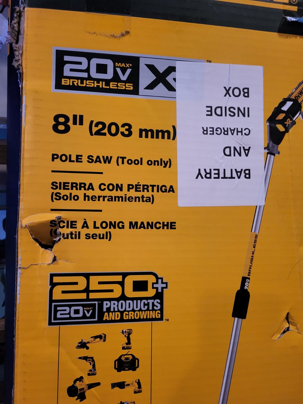 DeWalt DCPS620BDCB240C-BNDL 20V MAX XR Brushless Lithium-Ion Cordless Pole Saw and 20V MAX 4 Ah Lithium-Ion Battery and Charger Starter Kit Bundle customer photo 2