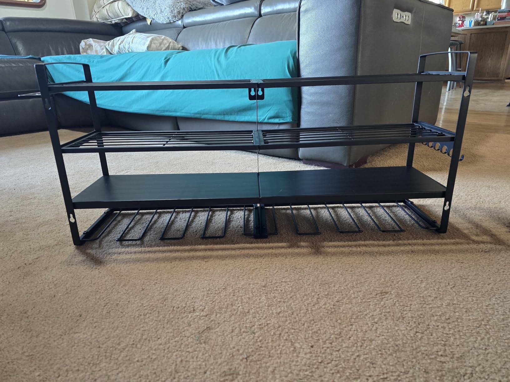 POKIPO Large Power Tool Organizer Wall Mount,4 Layers Heavy Duty Metal Loads 400lbs,Power Tool Shelf Battery Storage with 8 Cordless Drill Holder,Utility Racks for Garage Workshop customer photo 1