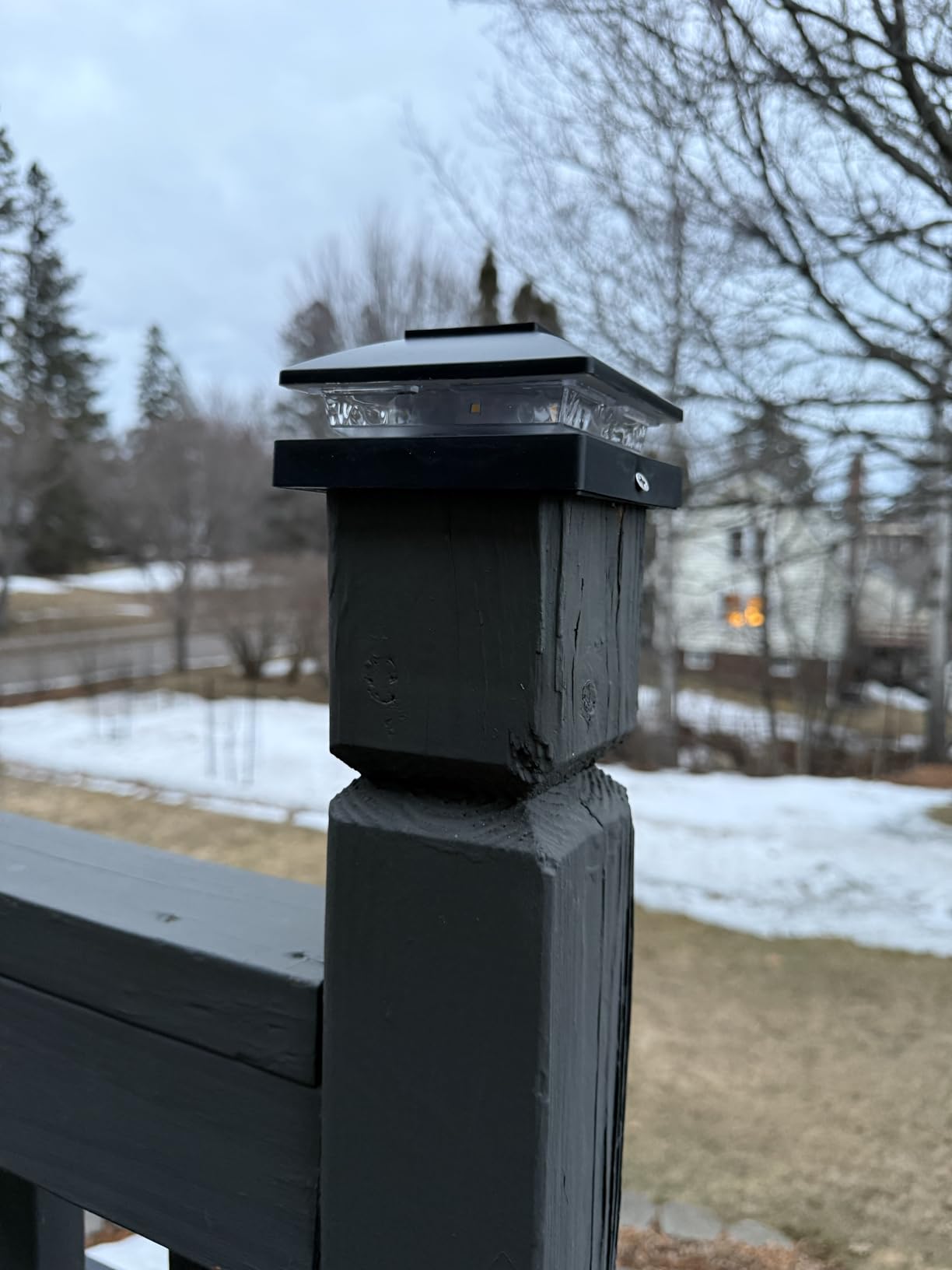 VOLISUN 4x4 Solar Post Cap Light 12pack, Solar Fence Post Lights Outdoor Waterproof for Wooden/Vinyl Post, Black Deck Post Cap Light Solar Powered with Warm White for Garden/Patio/Porch customer photo 1